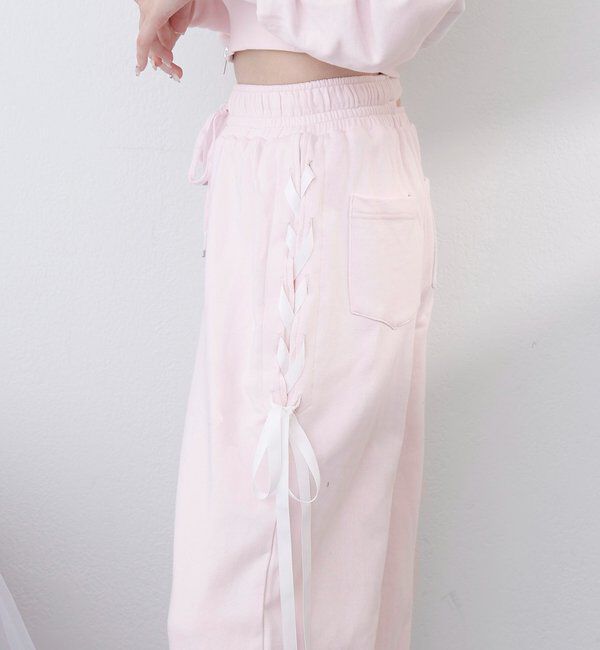  「【セットアップ可能】サイドカットレースアップスウェットパンツ」|その他|