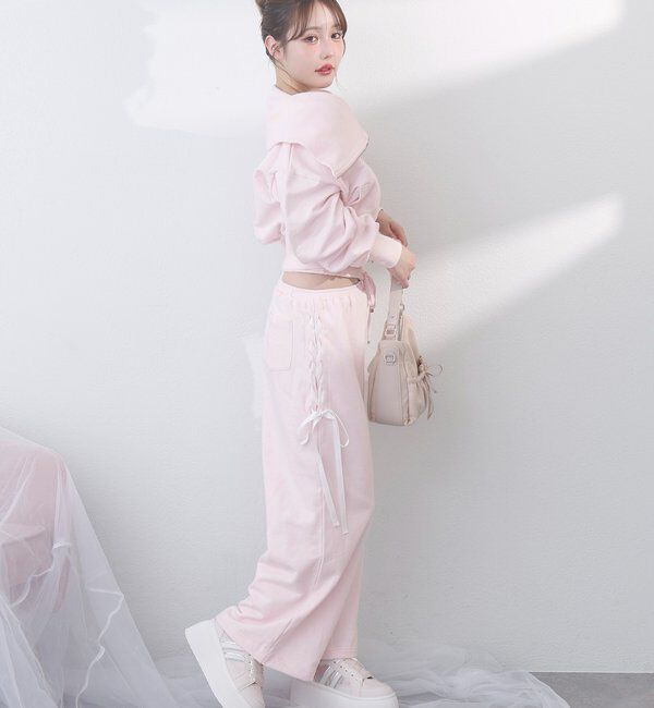  「【セットアップ可能】サイドカットレースアップスウェットパンツ」|その他|