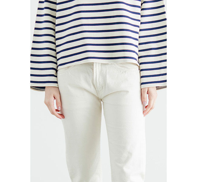 mizuiro ind「mizuiro ind 8分丈ホワイトデニム」|デニム|