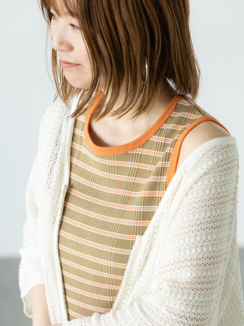 Lugnoncure「マルチボーダータンクトップ《2025summer catalog item》」|タンクトップ|オレンジ