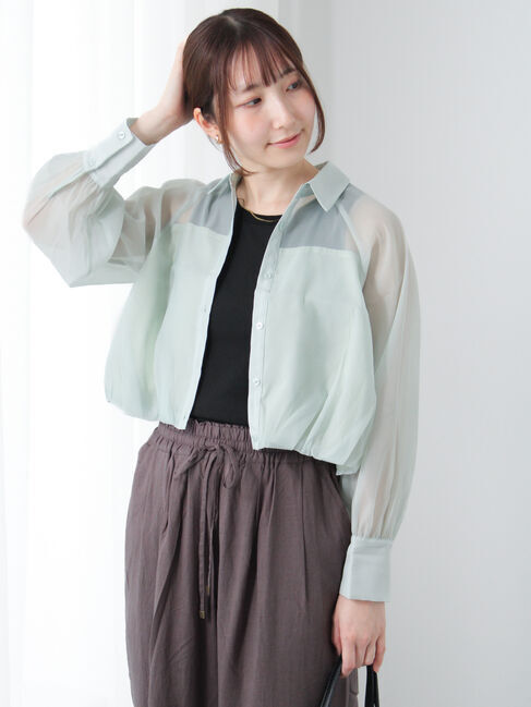 Te chichi TERRASSE「バルーンヘムクロップドシャツ」|シャツ・ブラウス|ミント
