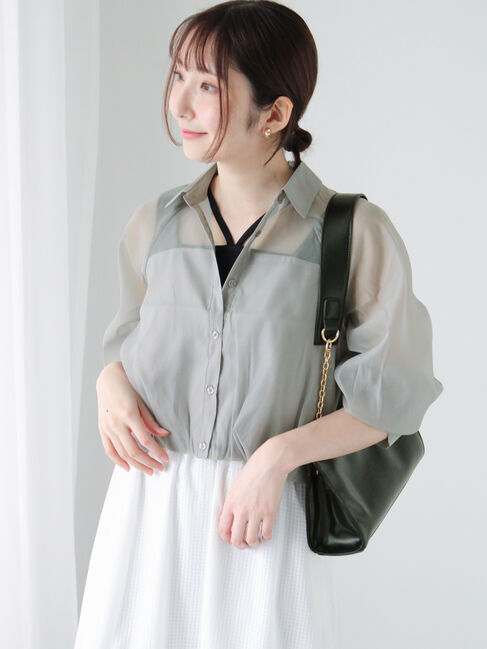 Te chichi TERRASSE「バルーンヘムクロップドシャツ」|シャツ・ブラウス|