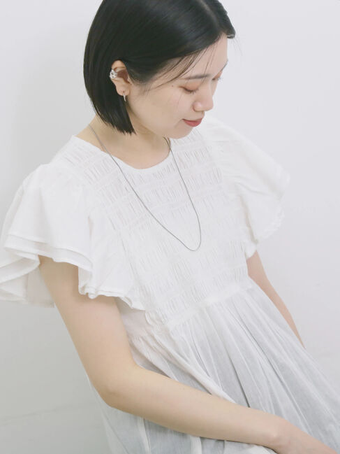 Samansa Mos2 blue「【Made in India】シャーリングブラウス」|シャツ・ブラウス|