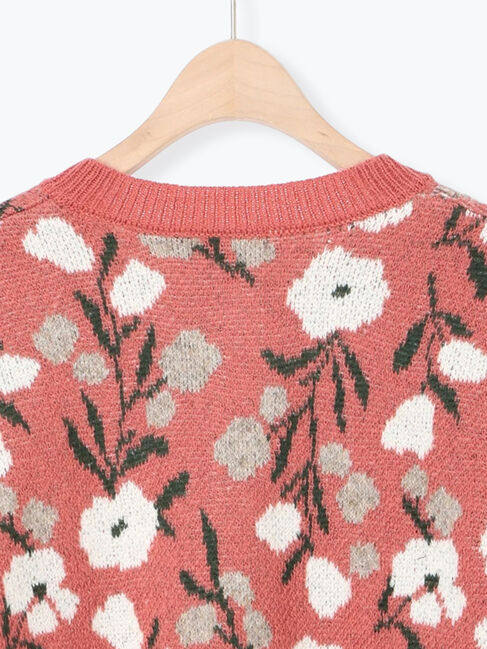 Samansa Mos2「ループ花柄ジャガードニットカーディガン」|カーディガン|