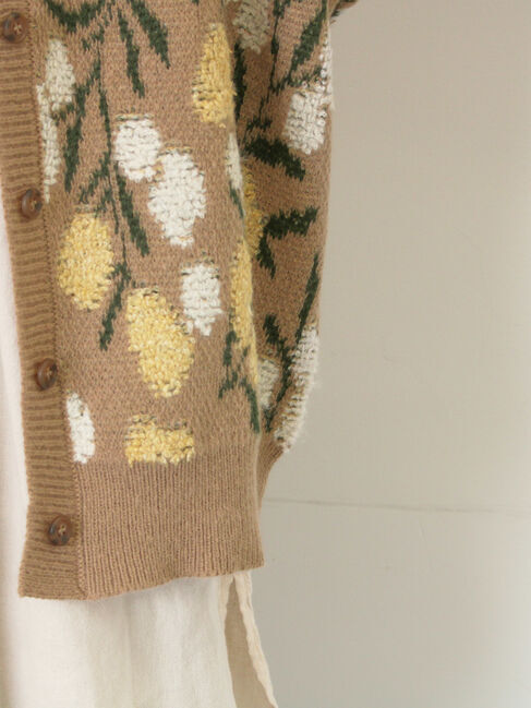 Samansa Mos2「ループ花柄ジャガードニットカーディガン」|カーディガン|