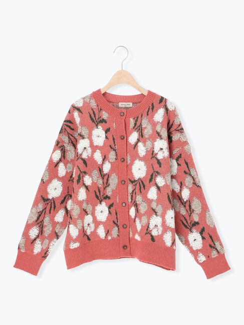 Samansa Mos2「ループ花柄ジャガードニットカーディガン」|カーディガン|