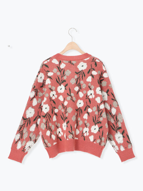 Samansa Mos2「ループ花柄ジャガードニットカーディガン」|カーディガン|