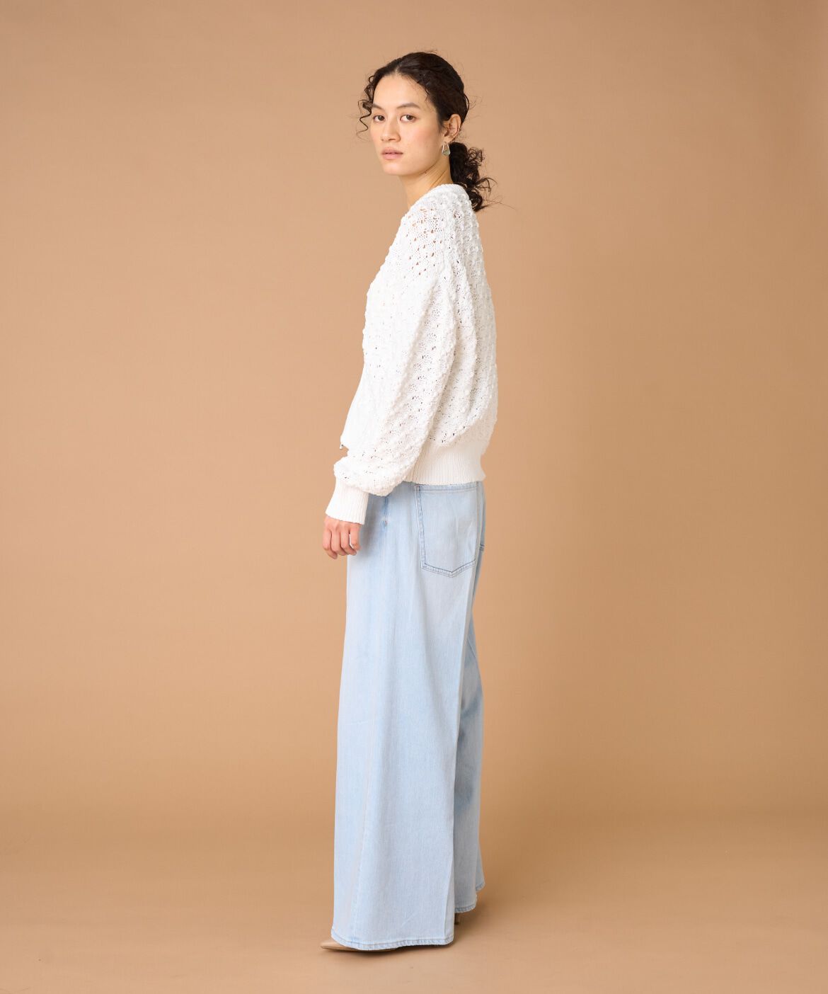 INED「ポップコーン柄ジップアップカーディガン」|カーディガン|