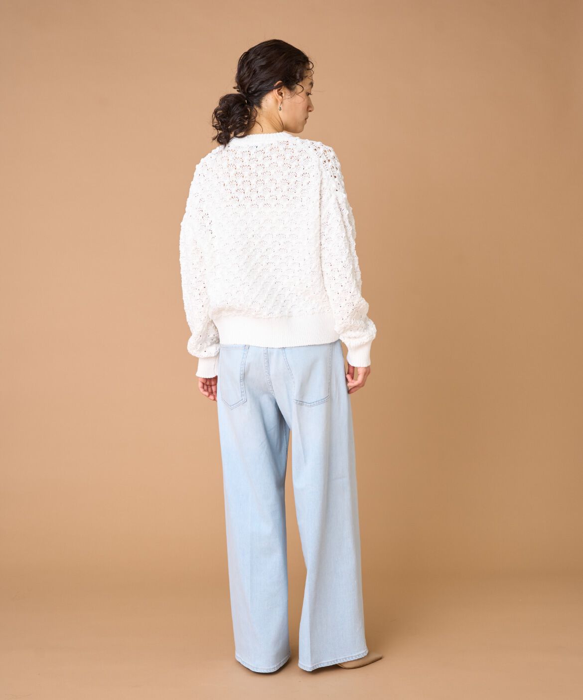 INED「ポップコーン柄ジップアップカーディガン」|カーディガン|