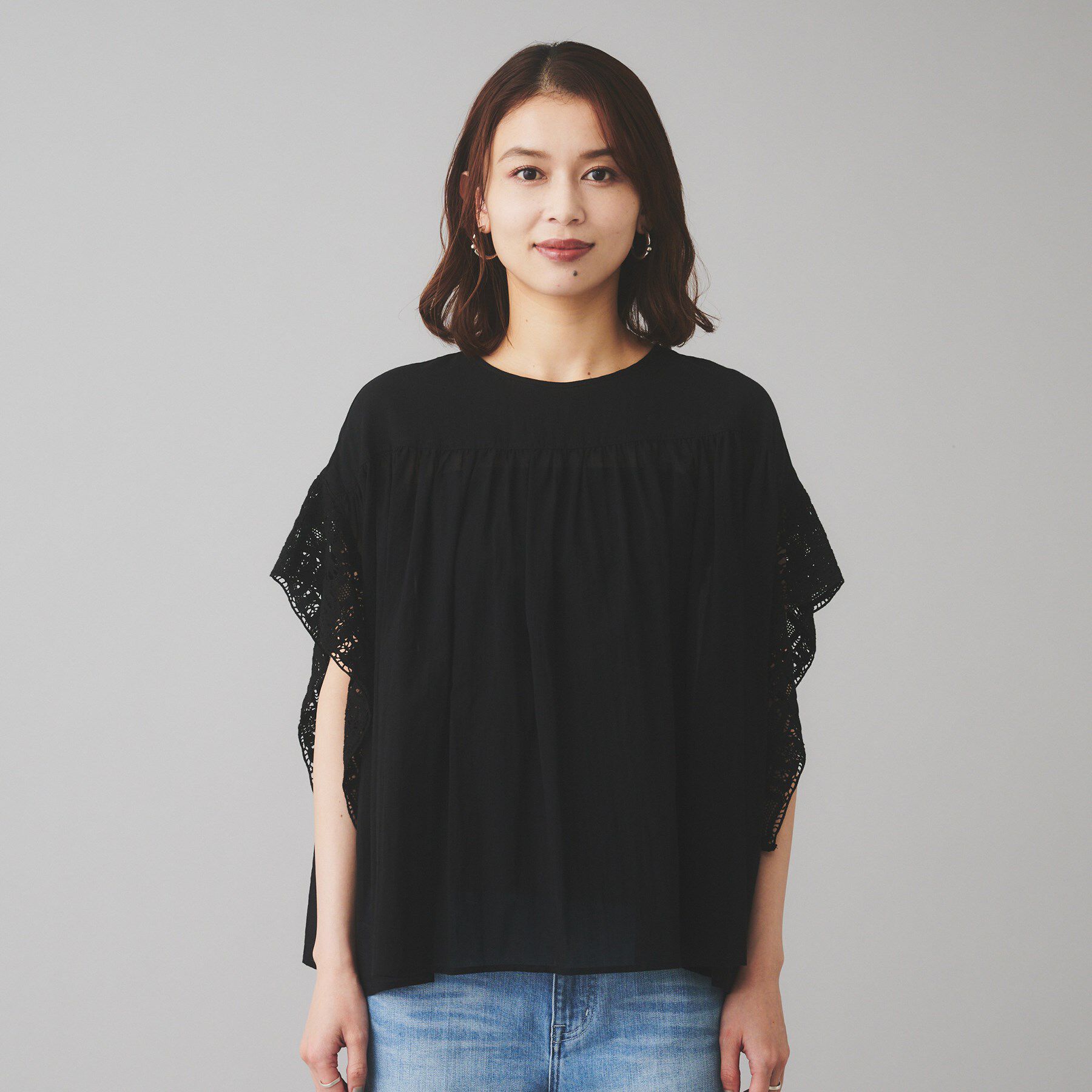 UNTITLED「【Liyoca】コットンシフォン ギャザーブラウス」|シャツ・ブラウス|