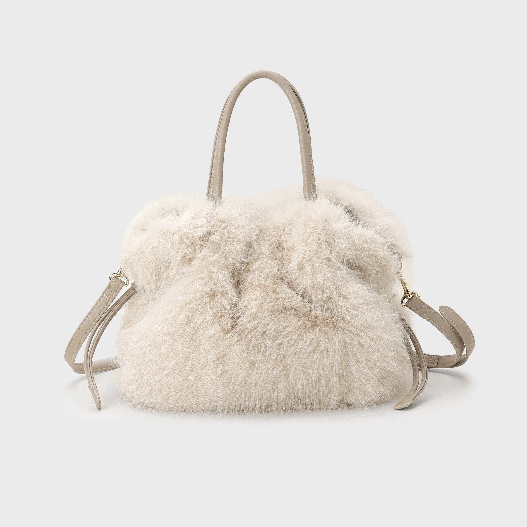 UNTITLED「【定番人気！】2Wayドロストフェイクファートート」|トートバッグ|ライトベージュ(05