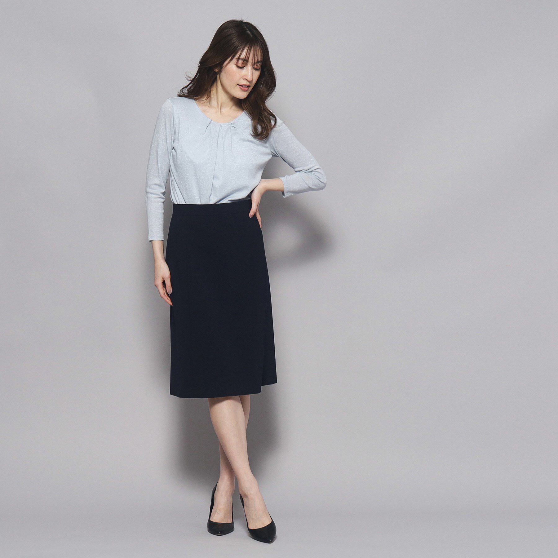 COUP DE CHANCE「【洗える／日本製／ラメ入り】上品ラウンドネックプルオーバー」|Tシャツ・カットソー|