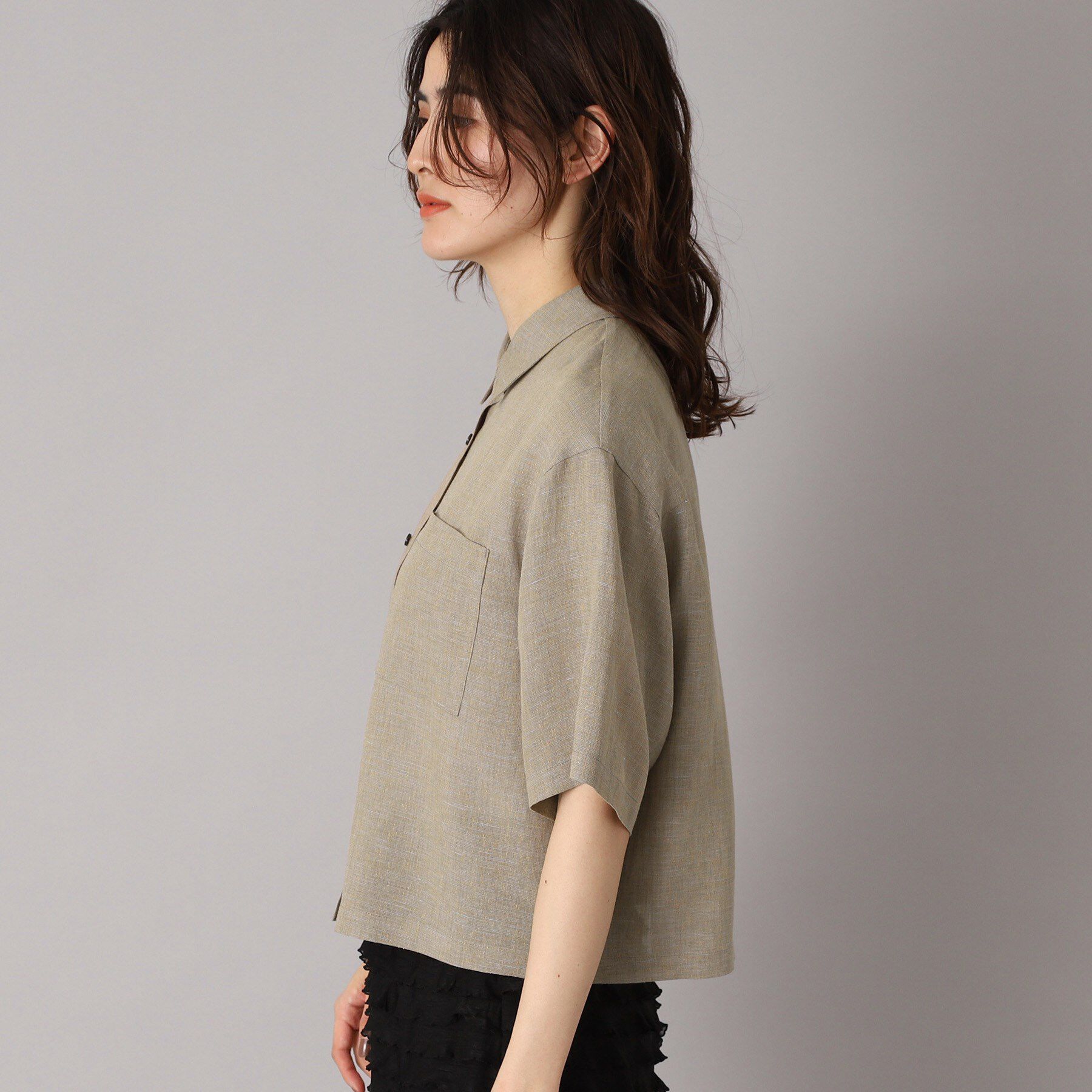 DRESSTERIOR「【トレンド/清涼感】ハーフスリーブクロップドシャツ」|シャツ・ブラウス|