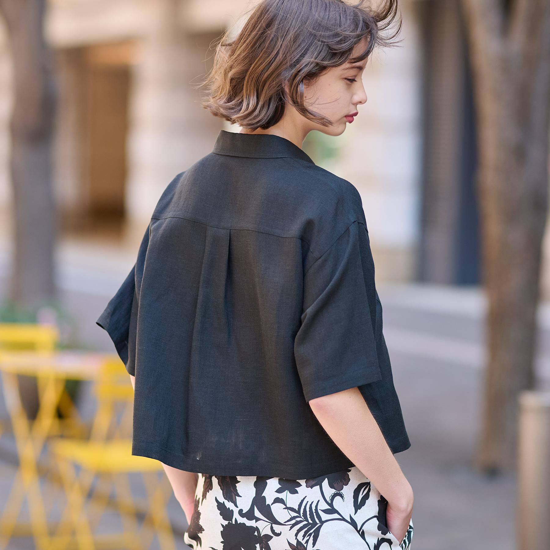 DRESSTERIOR「【トレンド/清涼感】ハーフスリーブクロップドシャツ」|シャツ・ブラウス|