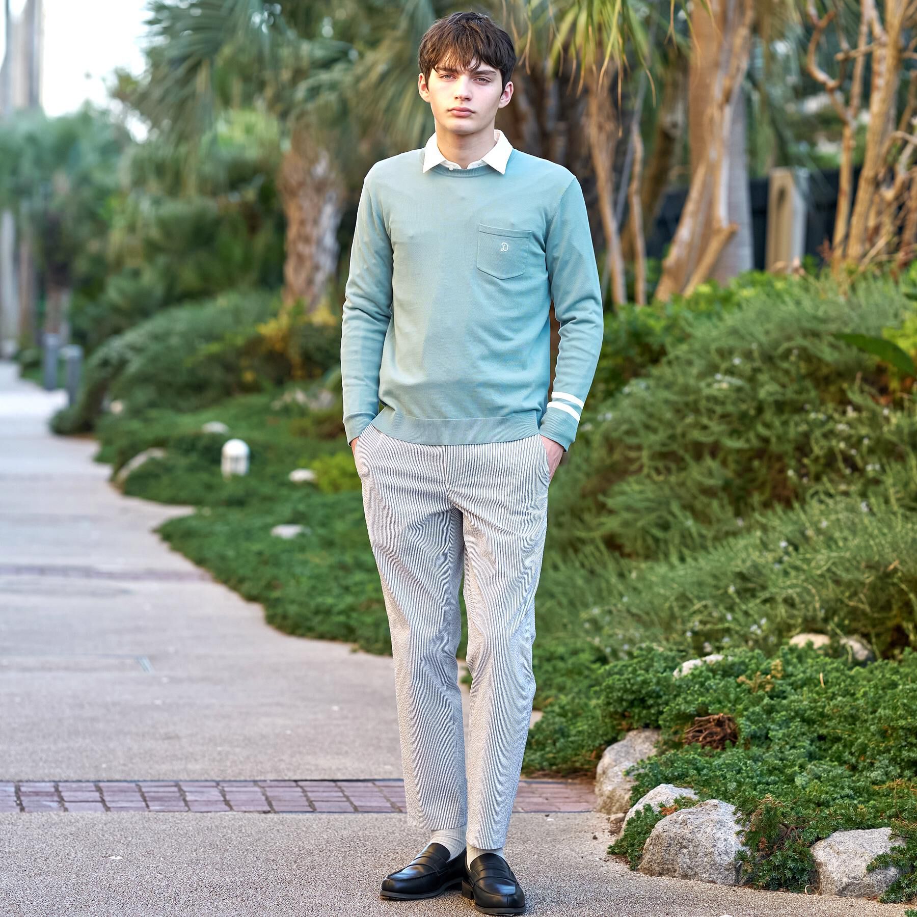 DRESSTERIOR「コットンシルク クルーニット」|ニット・セーター|