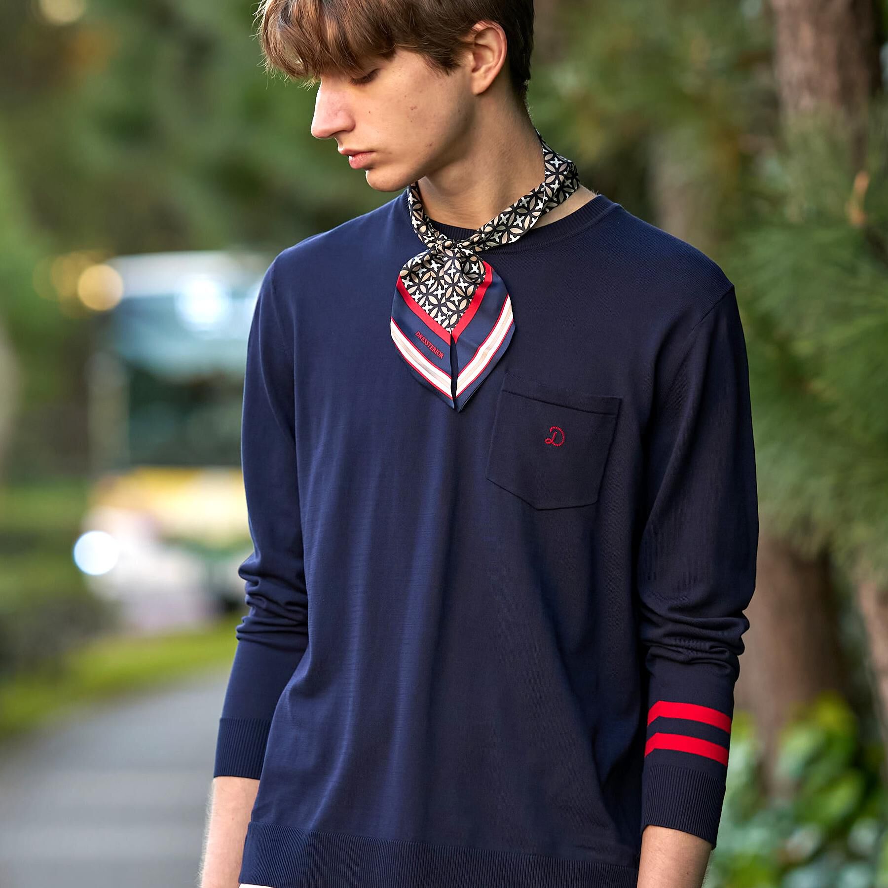 DRESSTERIOR「コットンシルク クルーニット」|ニット・セーター|