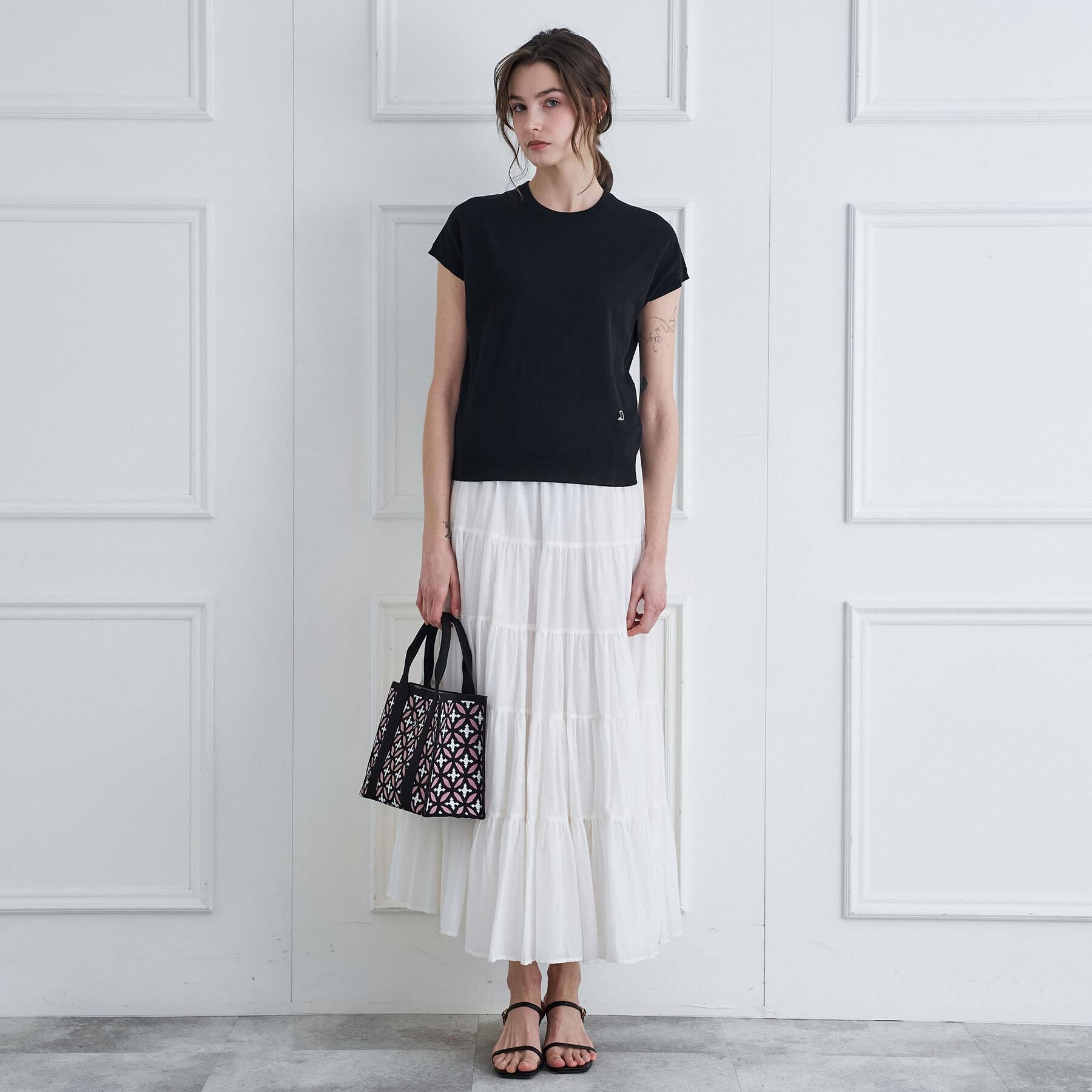 DRESSTERIOR「コットンシルクフレンチスリーブニット」|ニット・セーター|