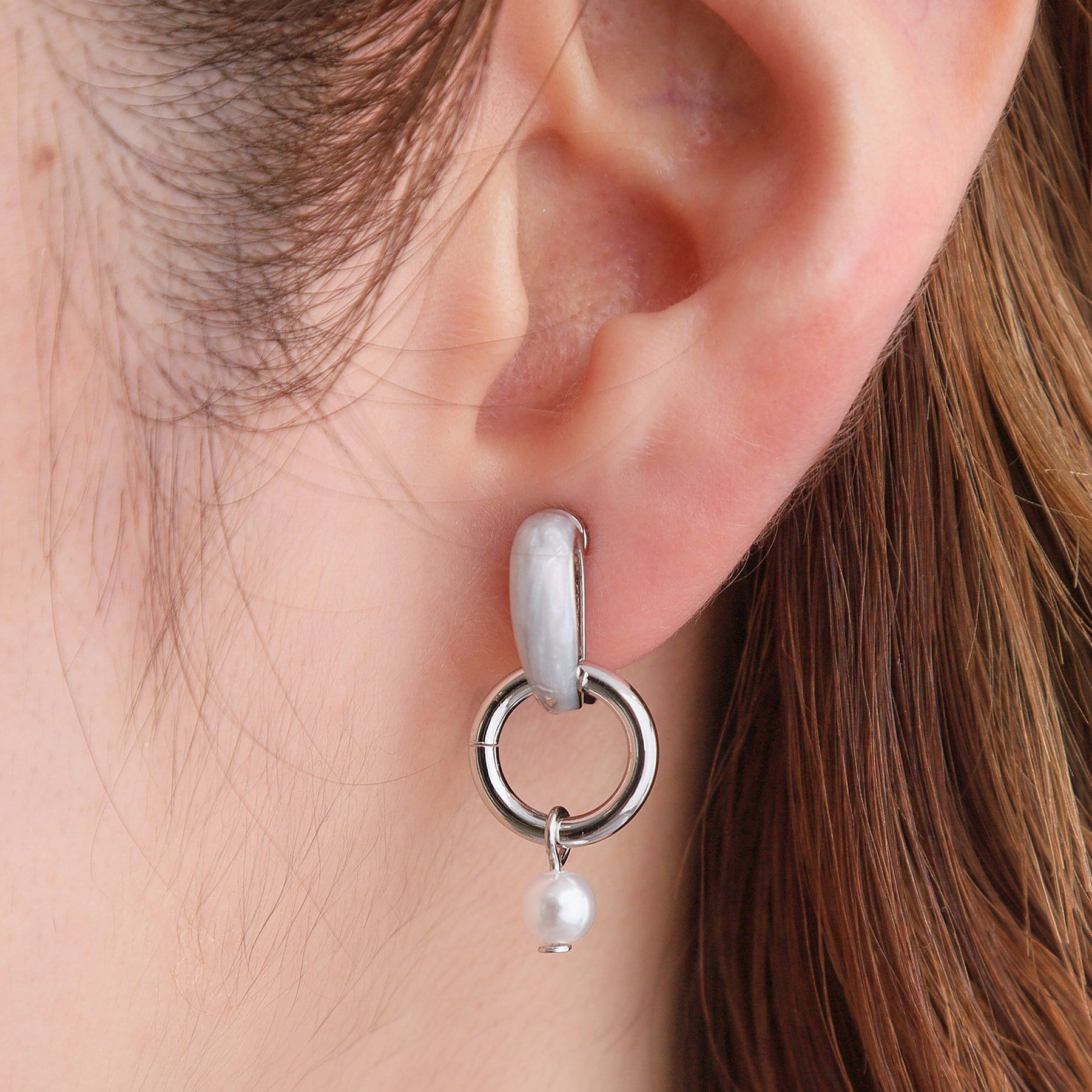grove「【痛くなりにくい】エポメタルリングパール調イヤリング」|イヤリング|