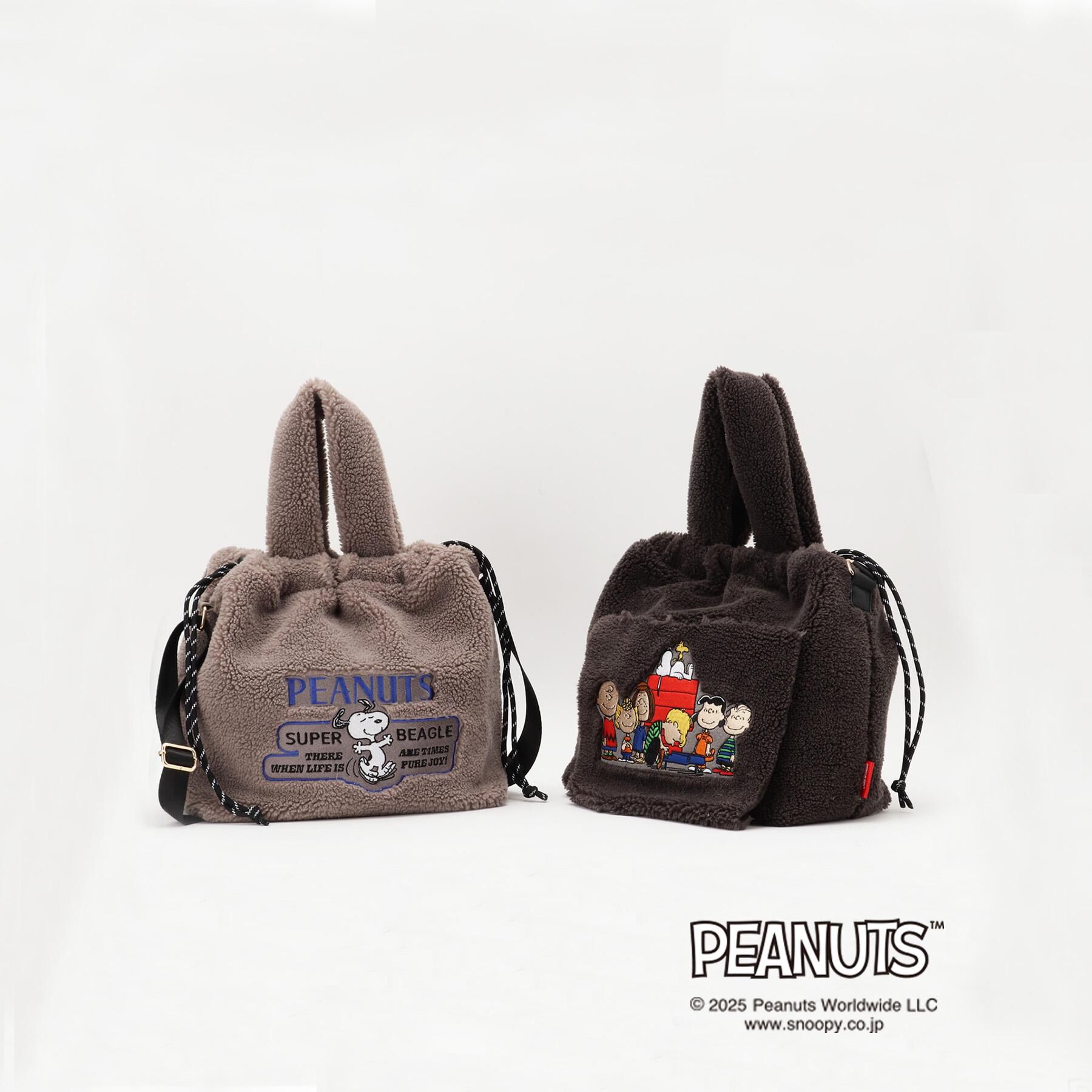 grove「【PEANUTS】ボア巾着トート」|トートバッグ|