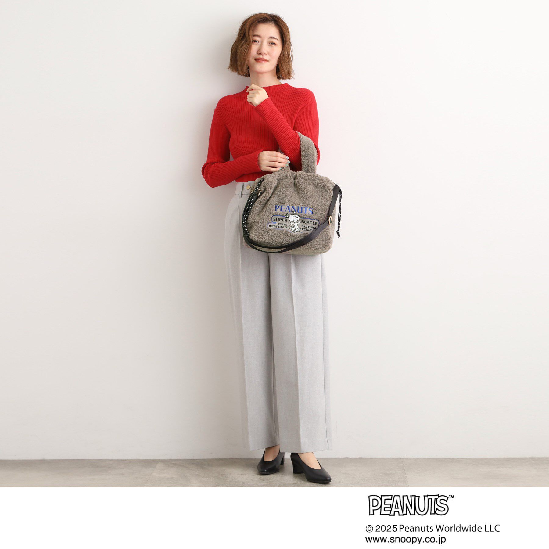 grove「【PEANUTS】ボア巾着トート」|トートバッグ|