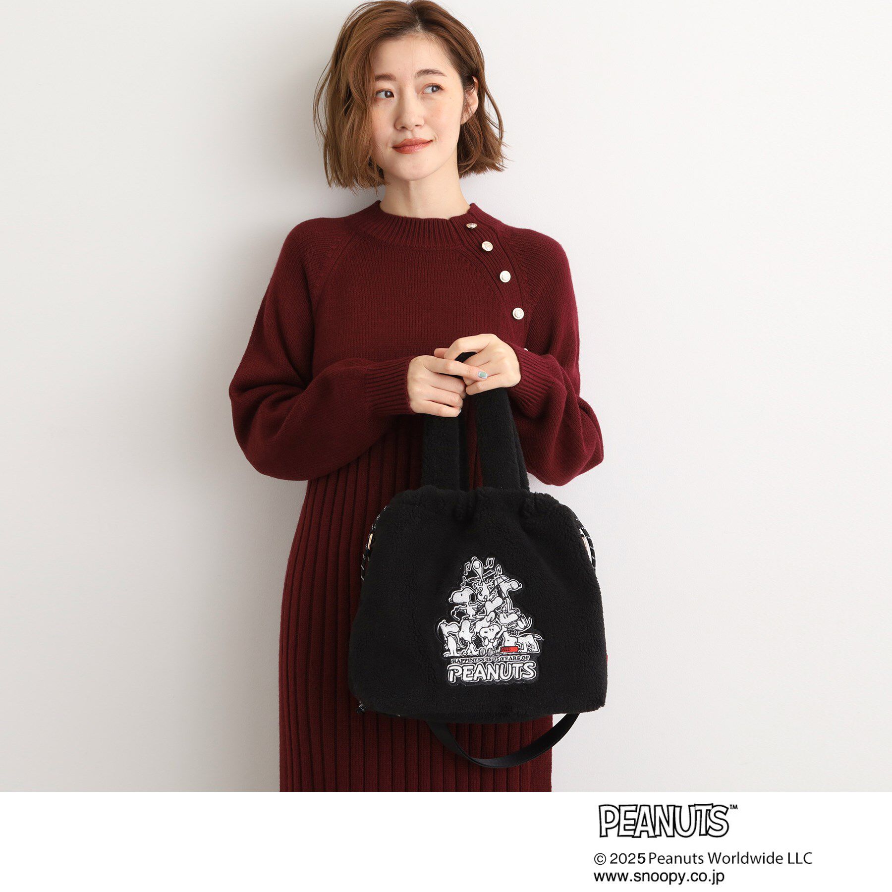 grove「【PEANUTS】ボア巾着トート」|トートバッグ|