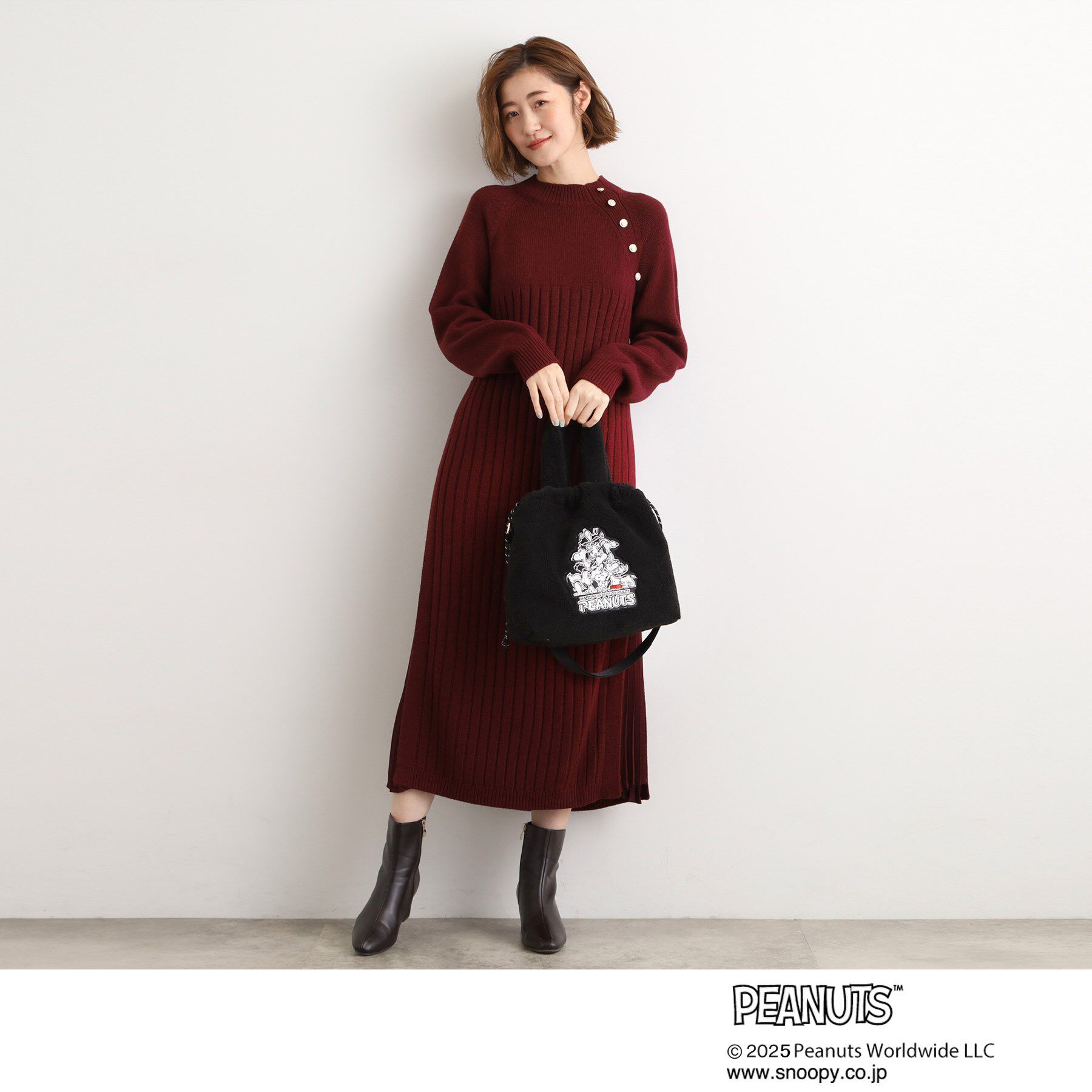 grove「【PEANUTS】ボア巾着トート」|トートバッグ|