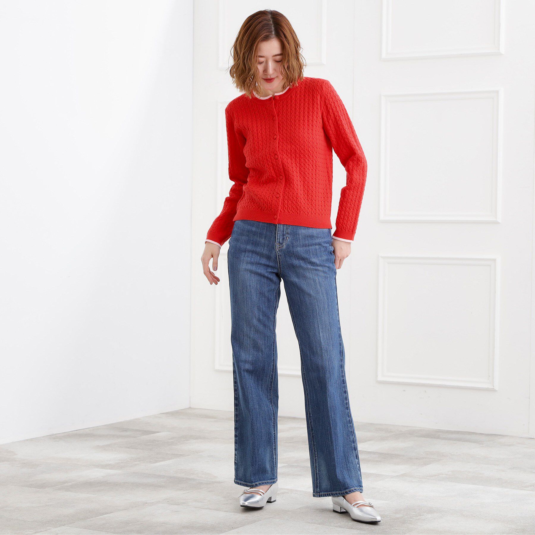 grove「【選べる着丈】美シルエットデニムソフトフレアーパンツ」|デニム|