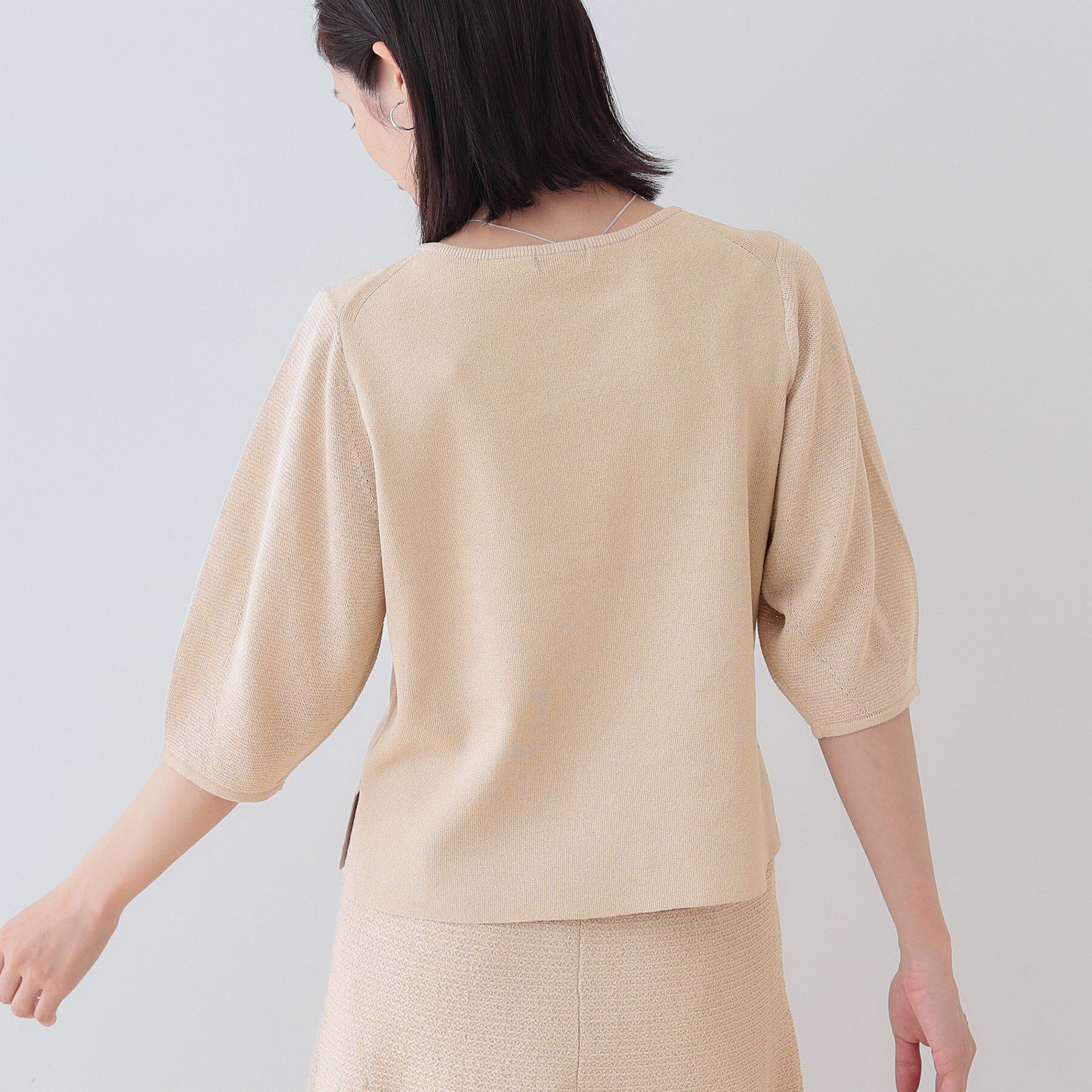 INDIVI「【洗える／和紙混素材／SETUP可能】バルーンスリーブニット」|ニット・セーター|