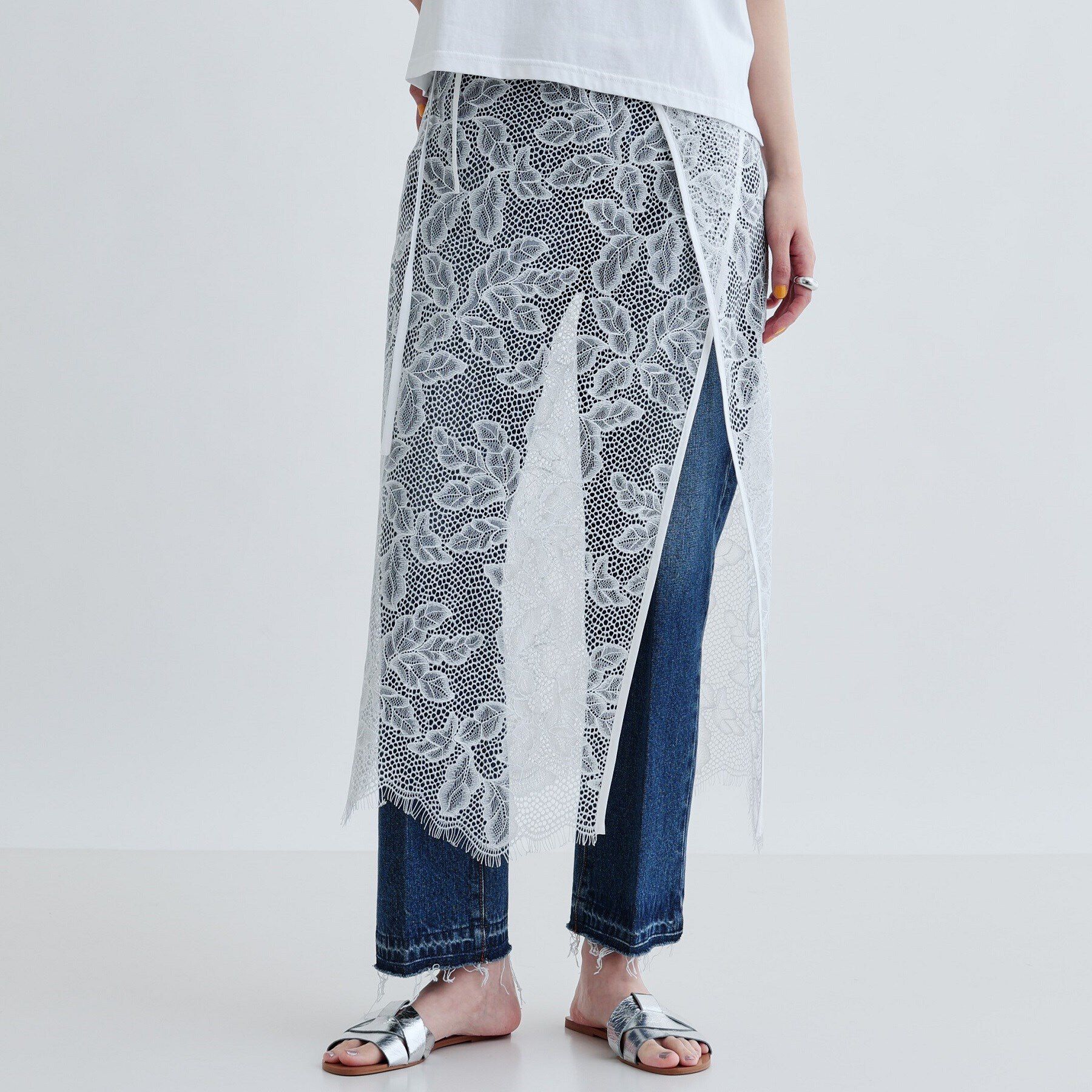 GALLEST「レースチュールオーバースカート」|スカート|ホワイト(001)