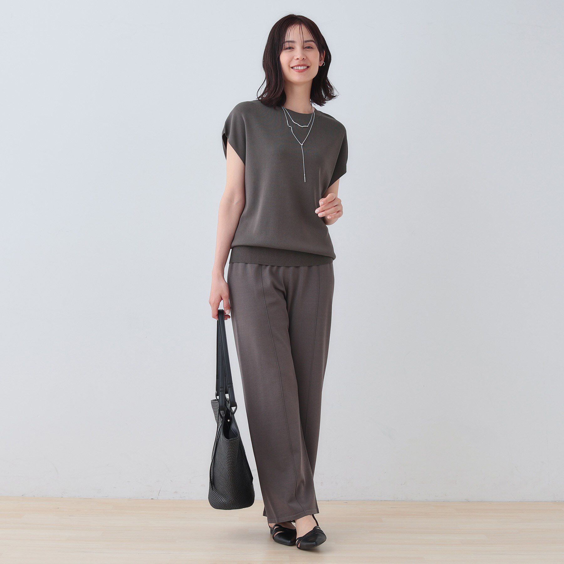 INDIVI「【洗える／SETUP可能】フレンチスリーブ イージーニット」|ニット・セーター|