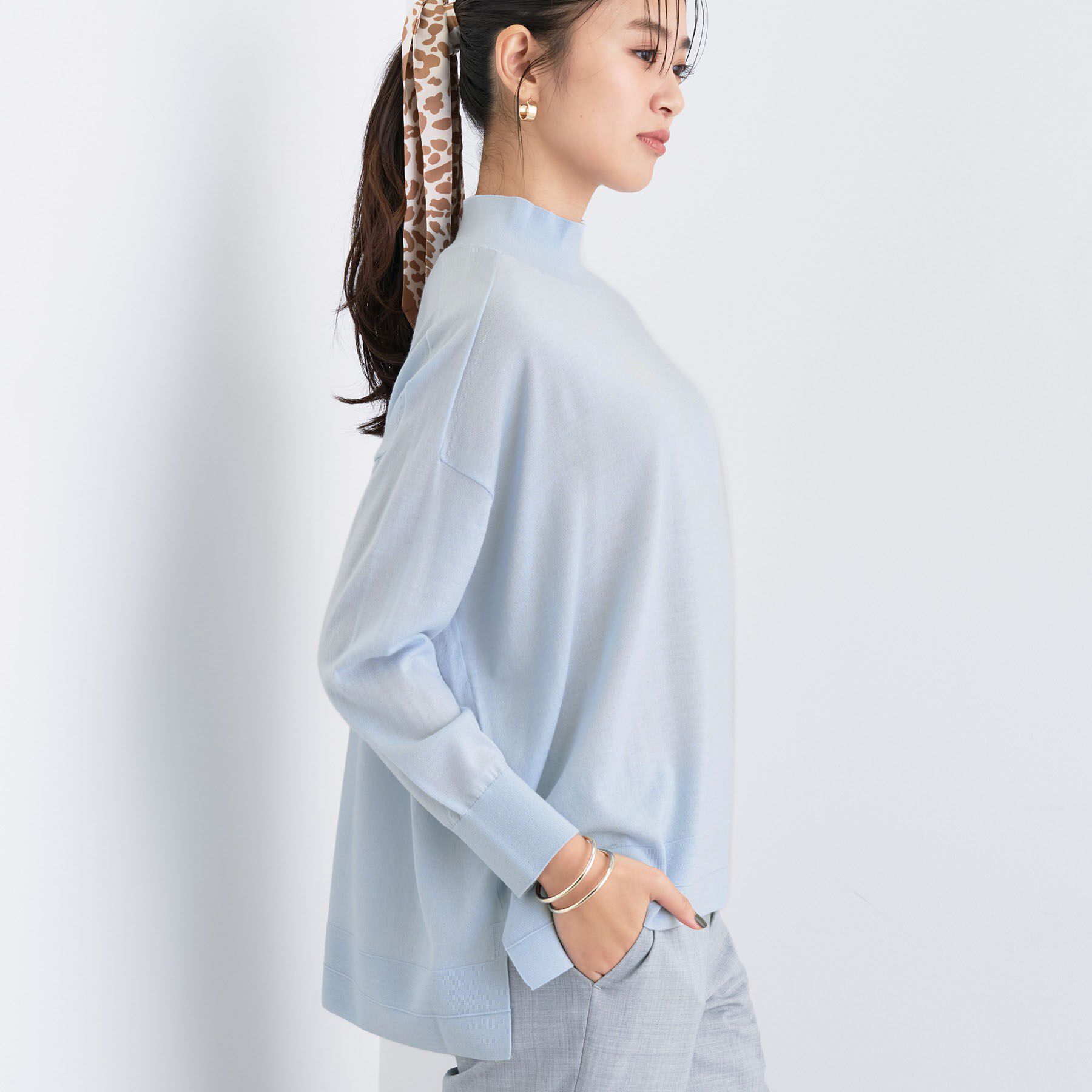 INDIVI「【洗える／毛玉になりにくい】エクストラファインウール ハイネックニット」|ニット・セーター|