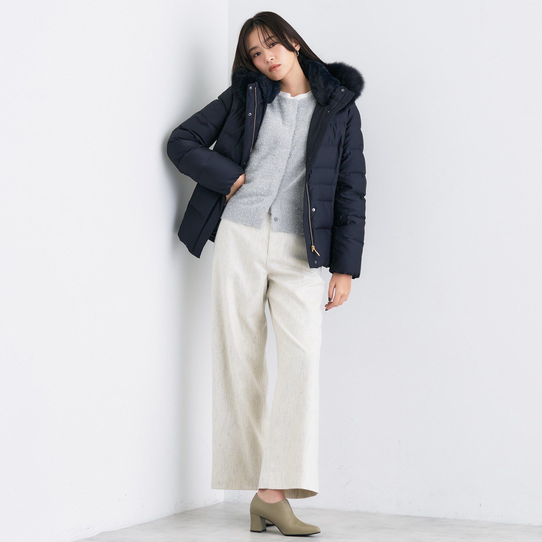 INDIVI「【洗える】ラメニットカーディガン」|カーディガン|