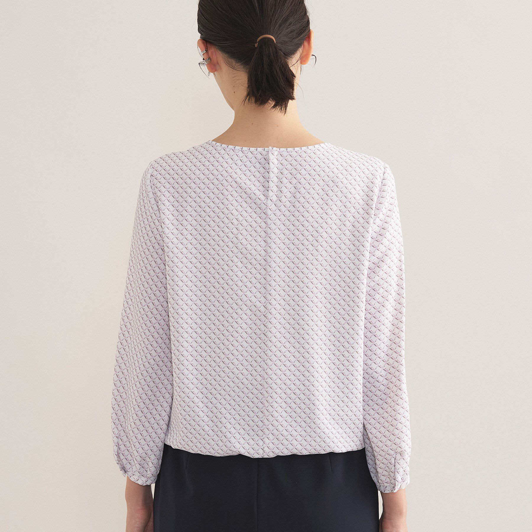INDIVI「【セレモニー／洗える／透けにくい】ダイヤ柄プリントブラウス」|シャツ・ブラウス|