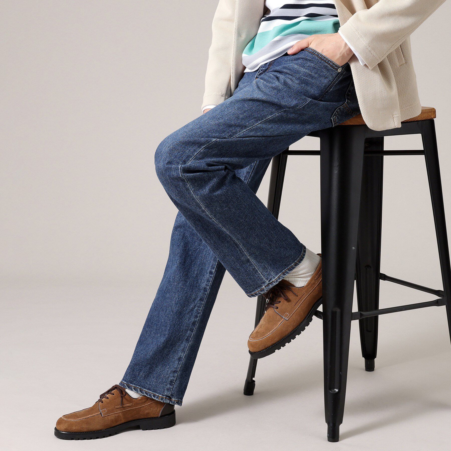 TAKEO KIKUCHI「【モンスターストレッチ】日本製 ウォッシュド デニムパンツ」|デニム|