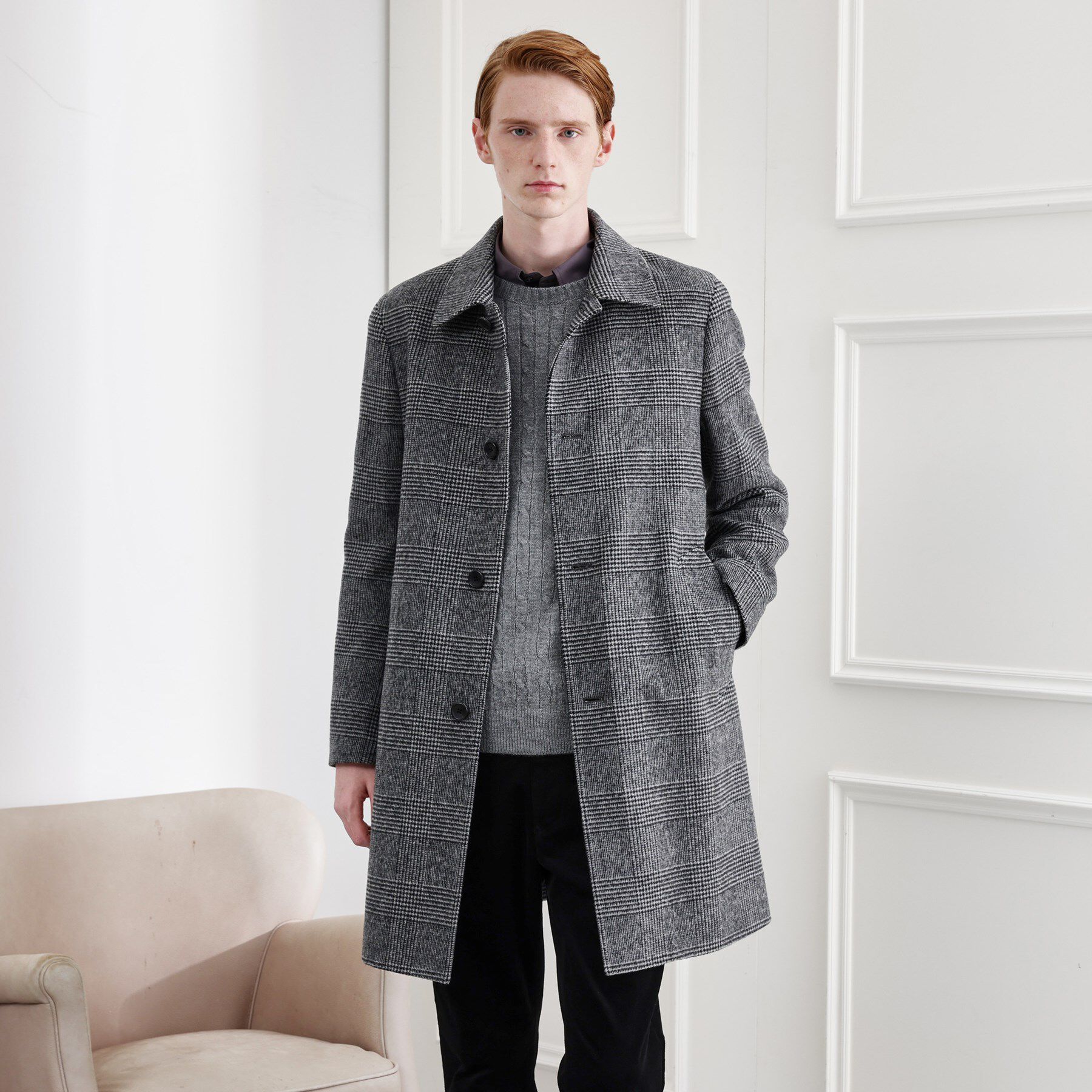 TAKEO KIKUCHI「【LIMITED】ウール混ステンカラーコート」|ステンカラーコート|チャコールグレー(2