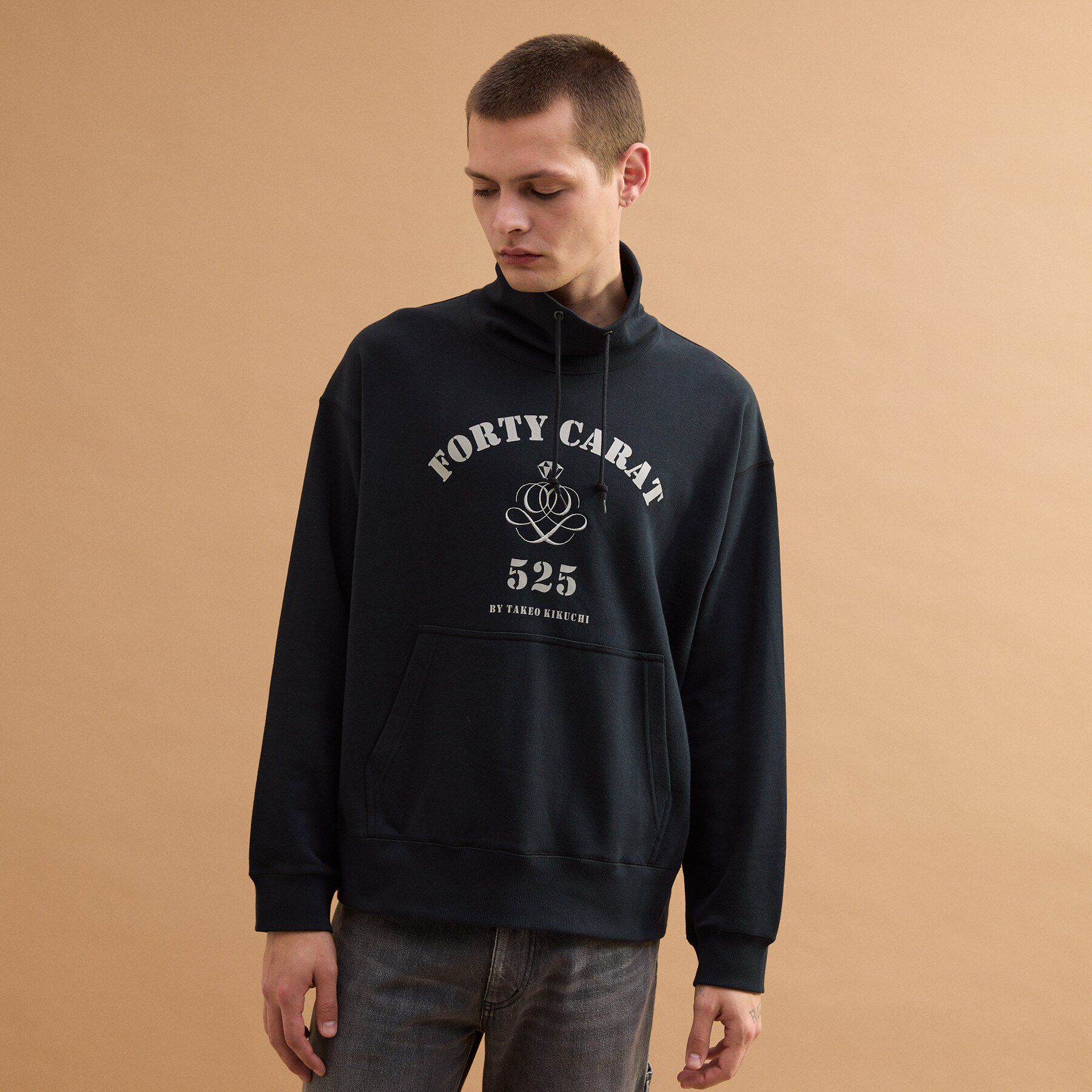 40CARATS&525「カレッジ風オフタートルジャージ」|パーカー|