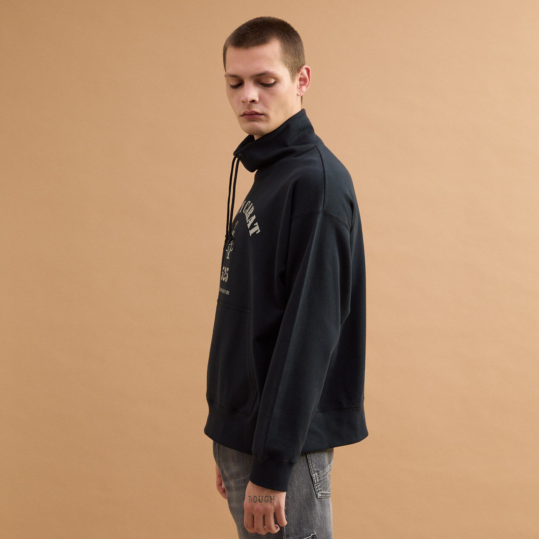 40CARATS&525「カレッジ風オフタートルジャージ」|パーカー|