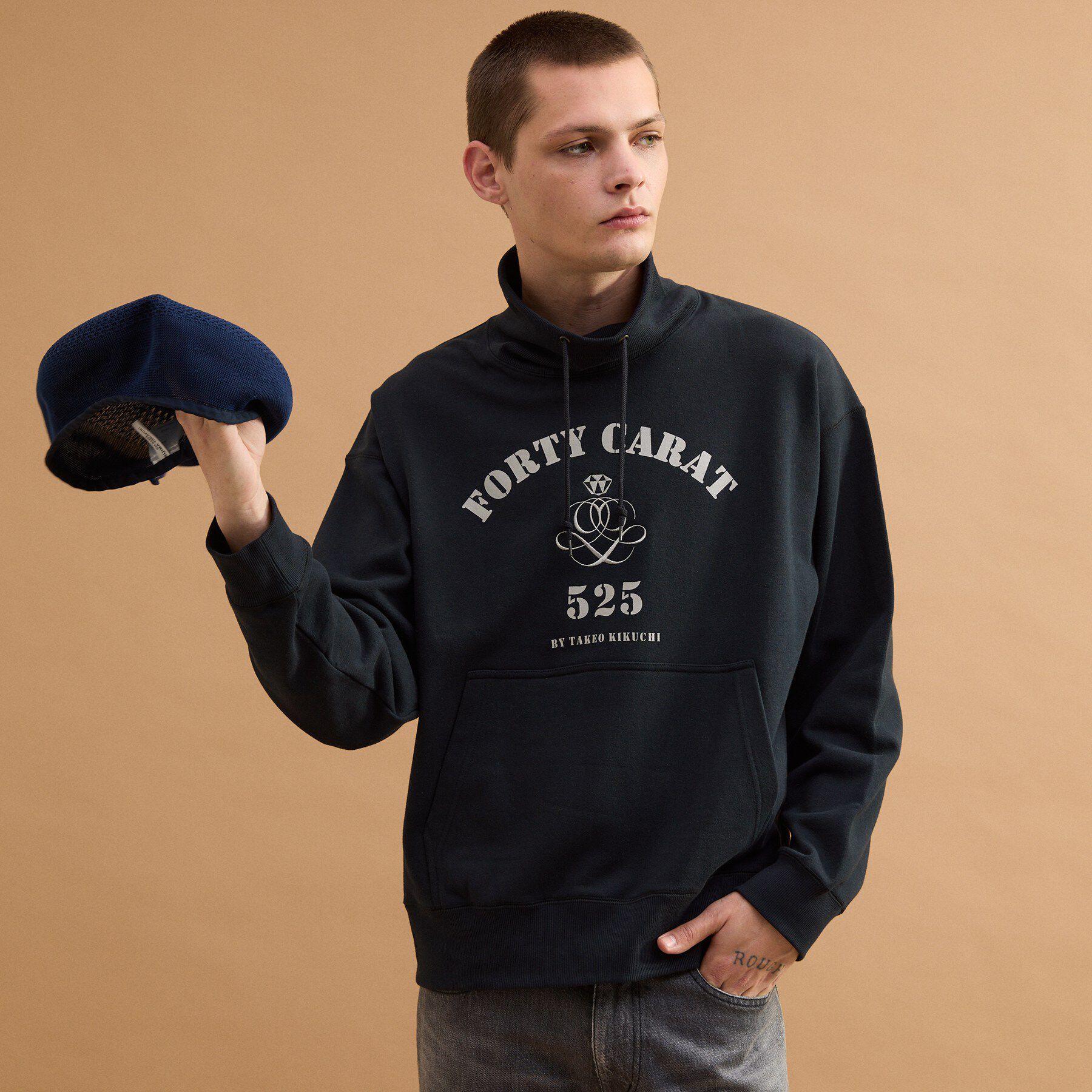 40CARATS&525「カレッジ風オフタートルジャージ」|パーカー|