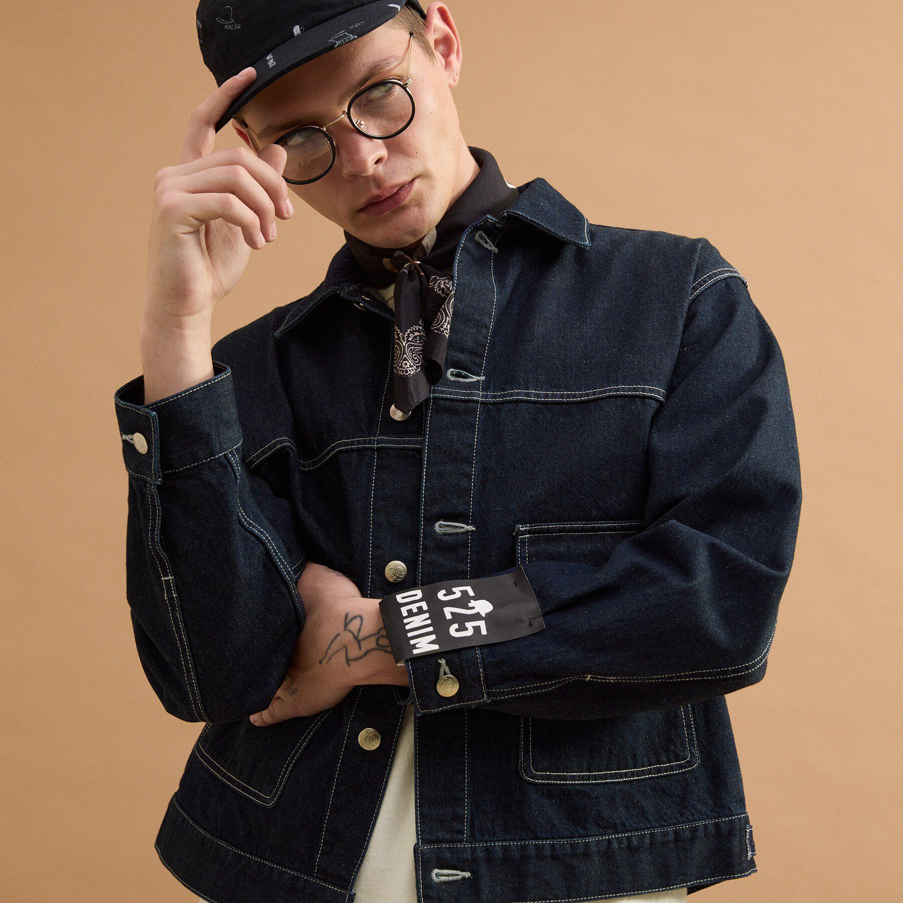 40CARATS&525「コットンデニムGジャン」|デニムジャケット|ネイビー(094)