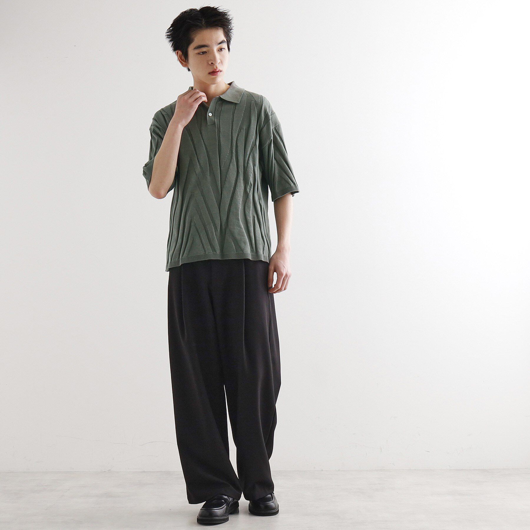 tk.TAKEO KIKUCHI「ジャカードニットポロ」|ニット・セーター|