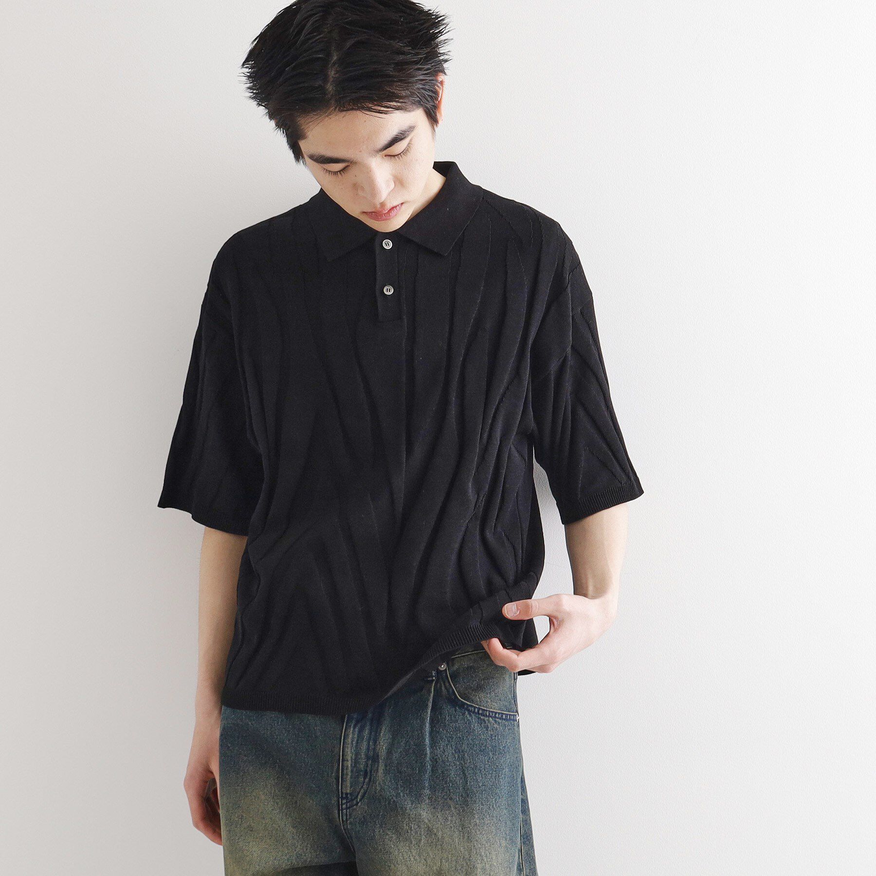 tk.TAKEO KIKUCHI「ジャカードニットポロ」|ニット・セーター|