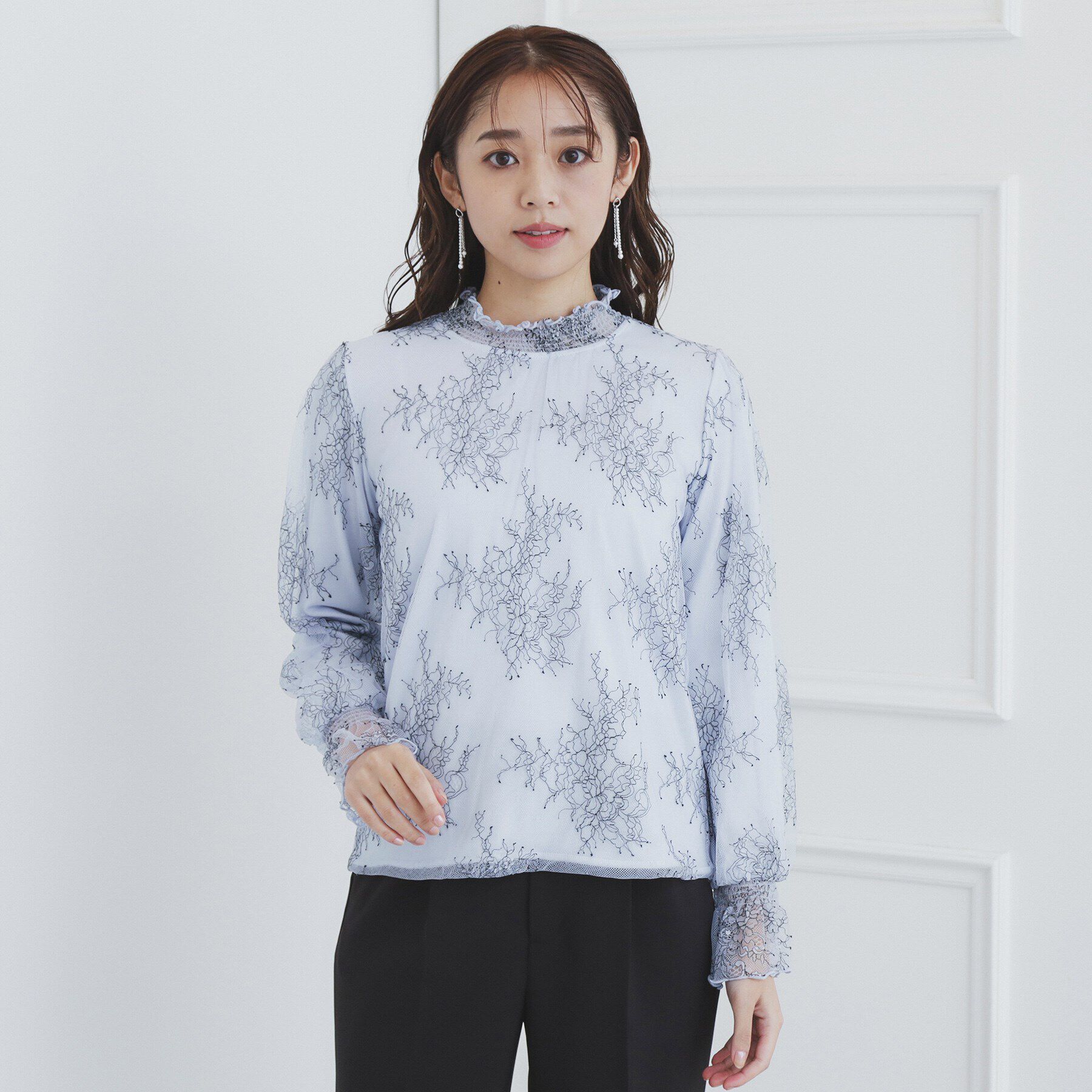 index「シャーリング総レーストップス【洗濯機洗い可】」|Tシャツ・カットソー|