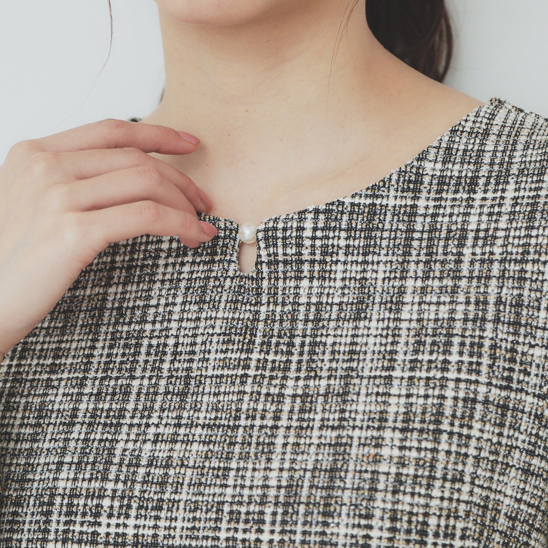 index「ストレッチラメツイードワンピース【洗濯機洗い可】」|ワンピース|