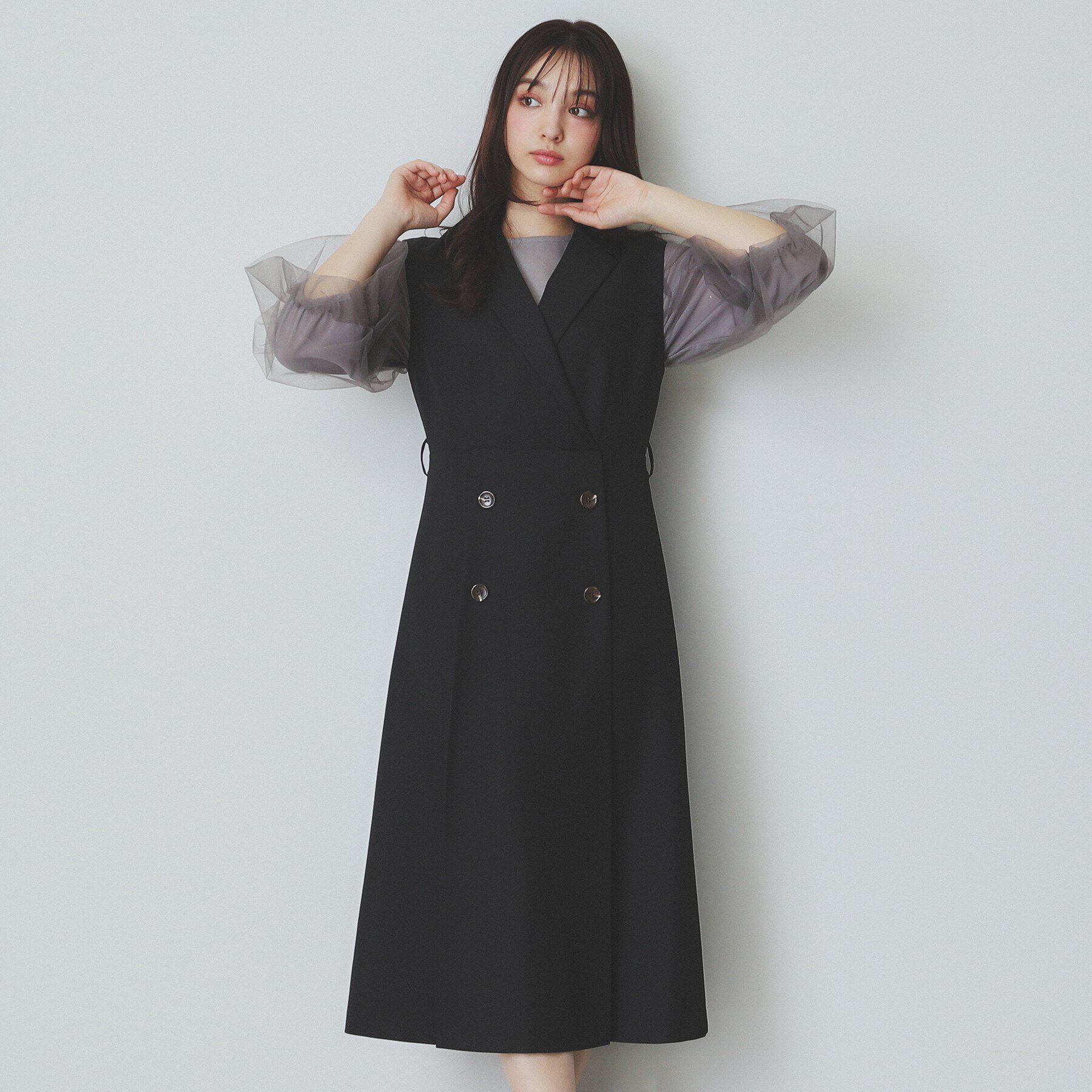index「衿付きトレンチワンピース【洗濯機洗い可/防シワ/イージーアイロン】」|ワンピース|