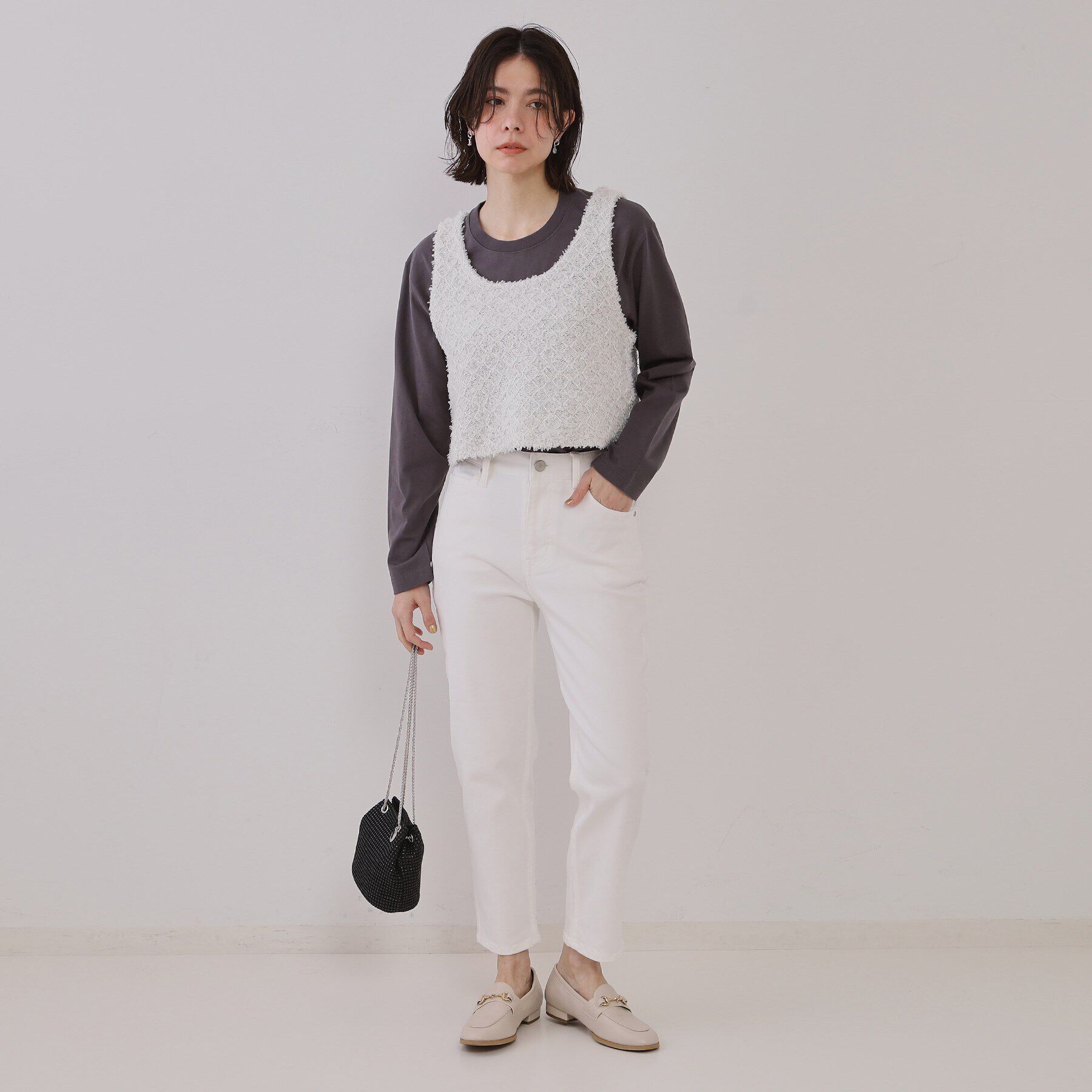 OPAQUE.CLIP「スパンコールニットビスチェ【洗濯機洗い可】」|ニット・セーター|