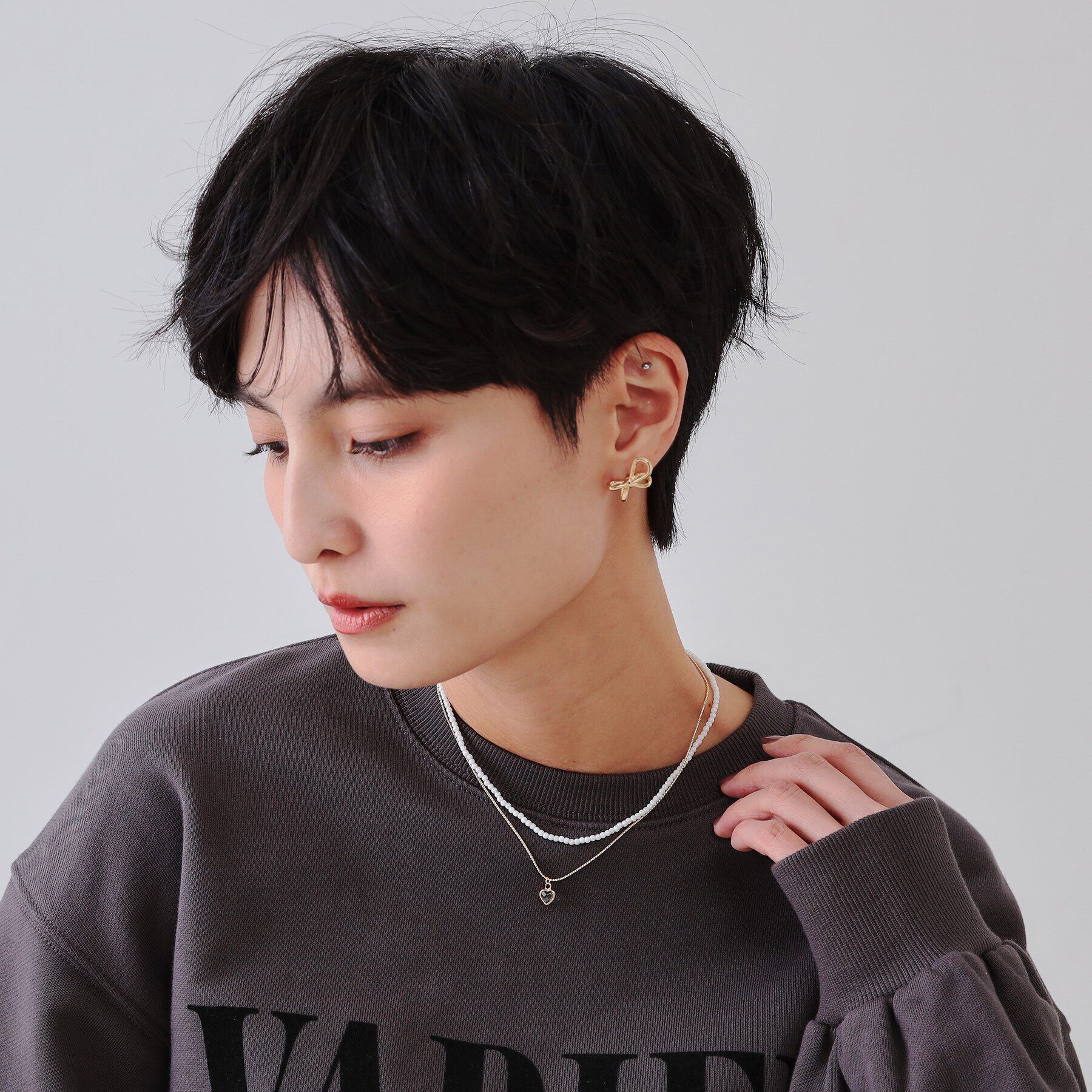 OPAQUE.CLIP「ビーズ&times;チェーン ハートモチーフネックレス」|ネックレス|