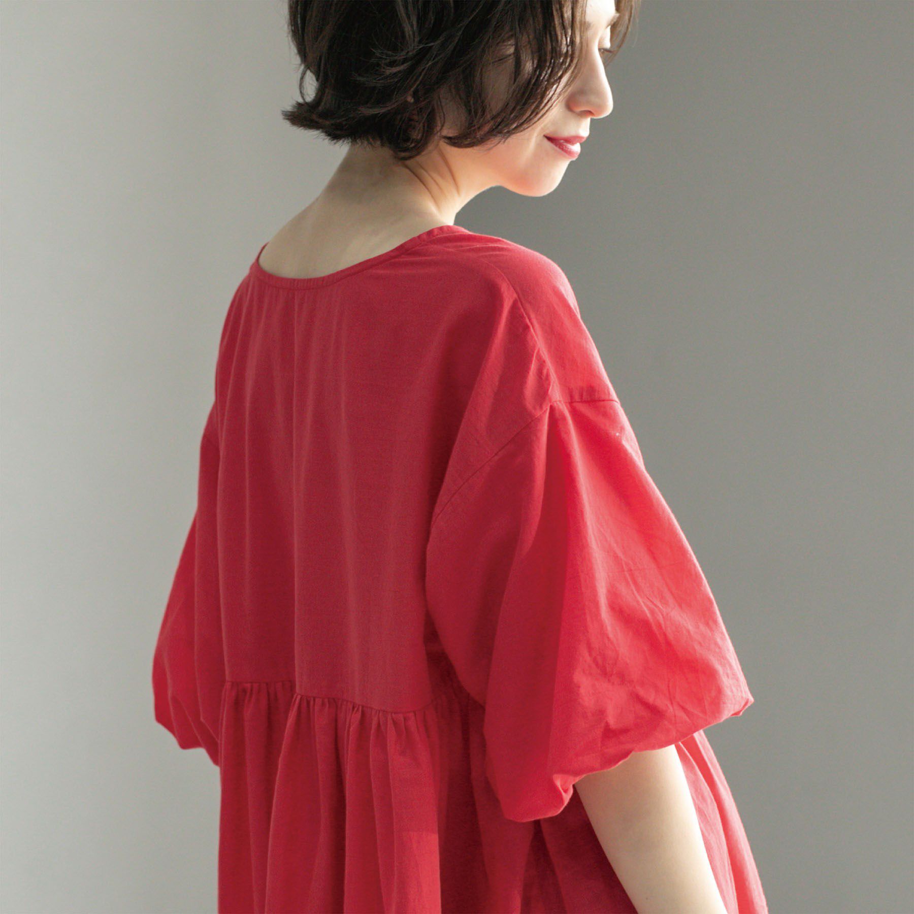 OPAQUE.CLIP「バルーン袖スカラップ刺繍レースチュニック」|シャツ・ブラウス|