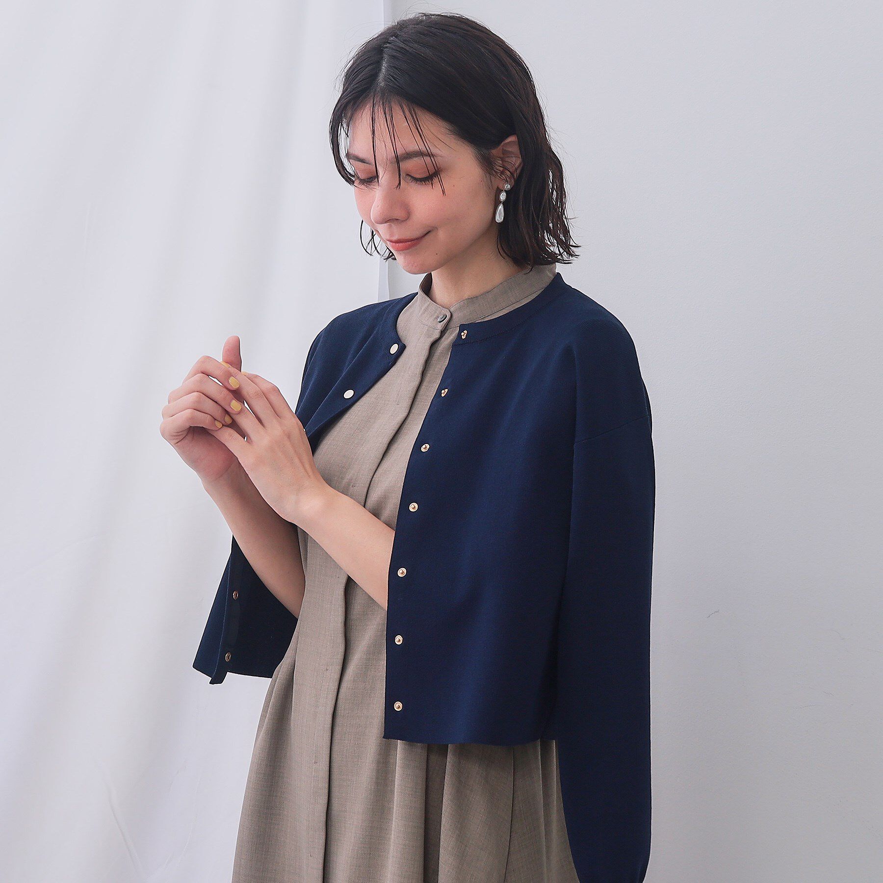 OPAQUE.CLIP「スナップボタンショートニットカーディガン【洗濯機洗い可/抗ピル】」|カーディガン|