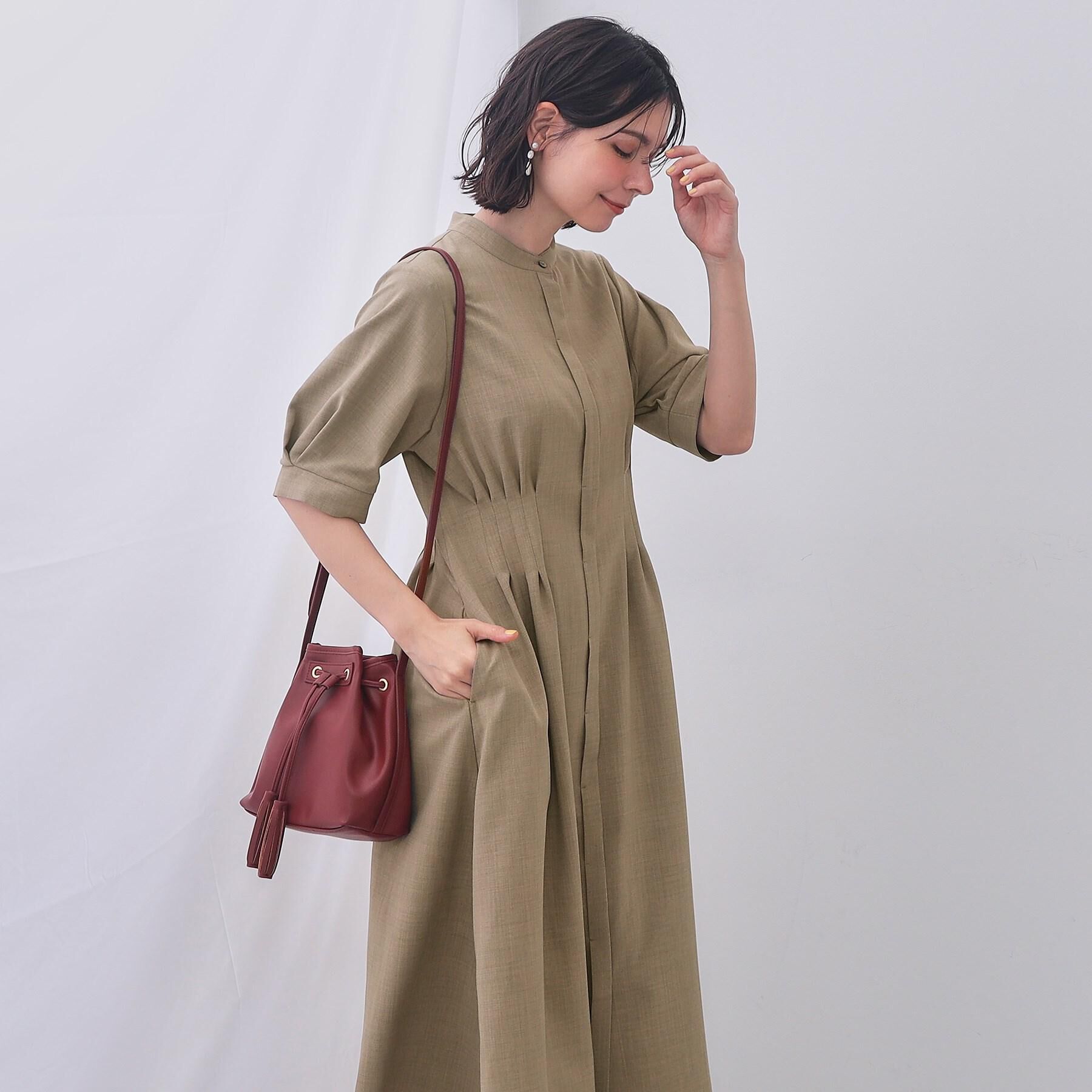 OPAQUE.CLIP「ピンタックフィット＆フレアワンピース【洗濯機洗い可】」|ワンピース|