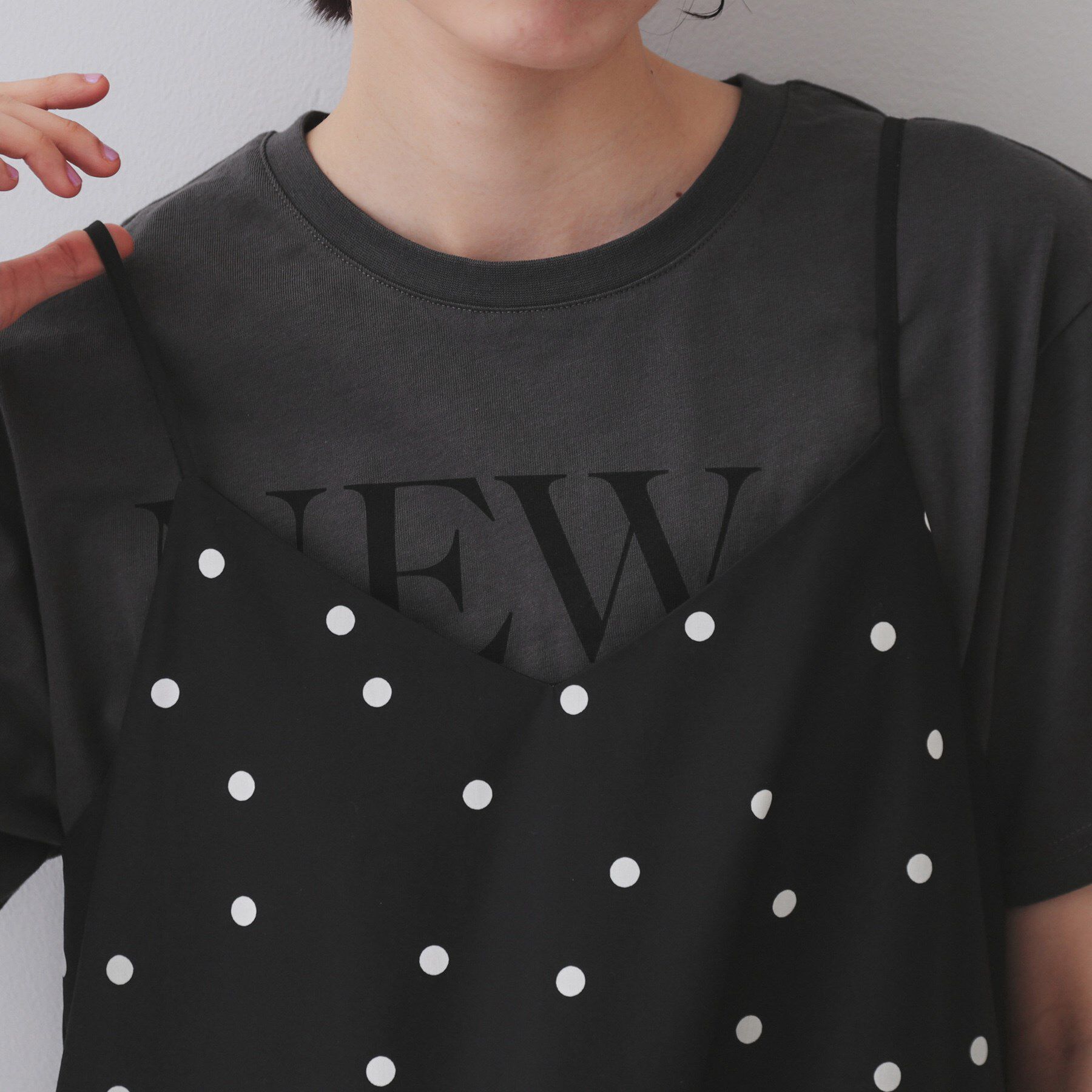 OPAQUE.CLIP「ドットプリントキャミワンピース【洗濯機洗い可】」|ワンピース|